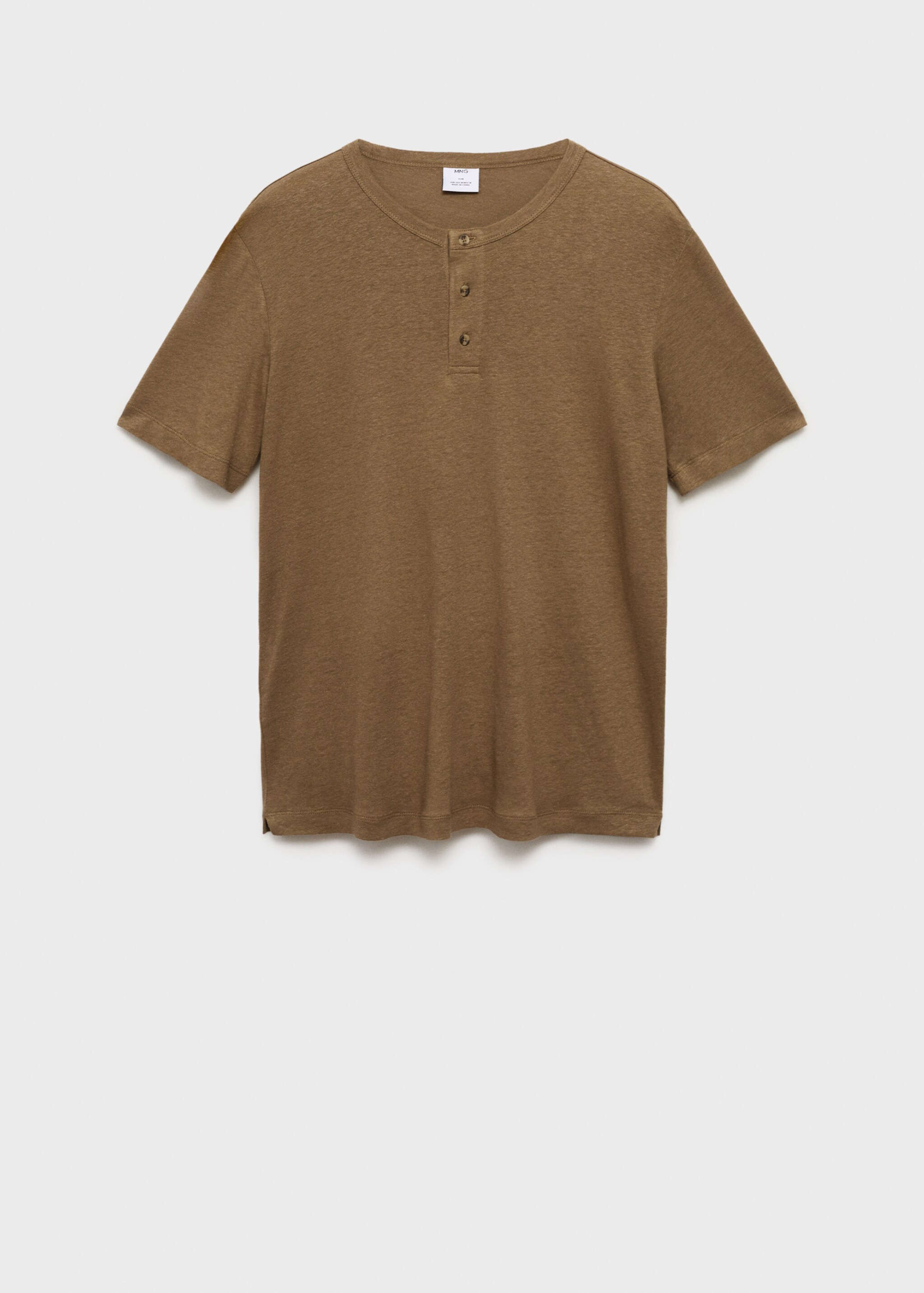 Button linen blend T-shirt - Article without model, Khaki. Ref: 87067888-00.