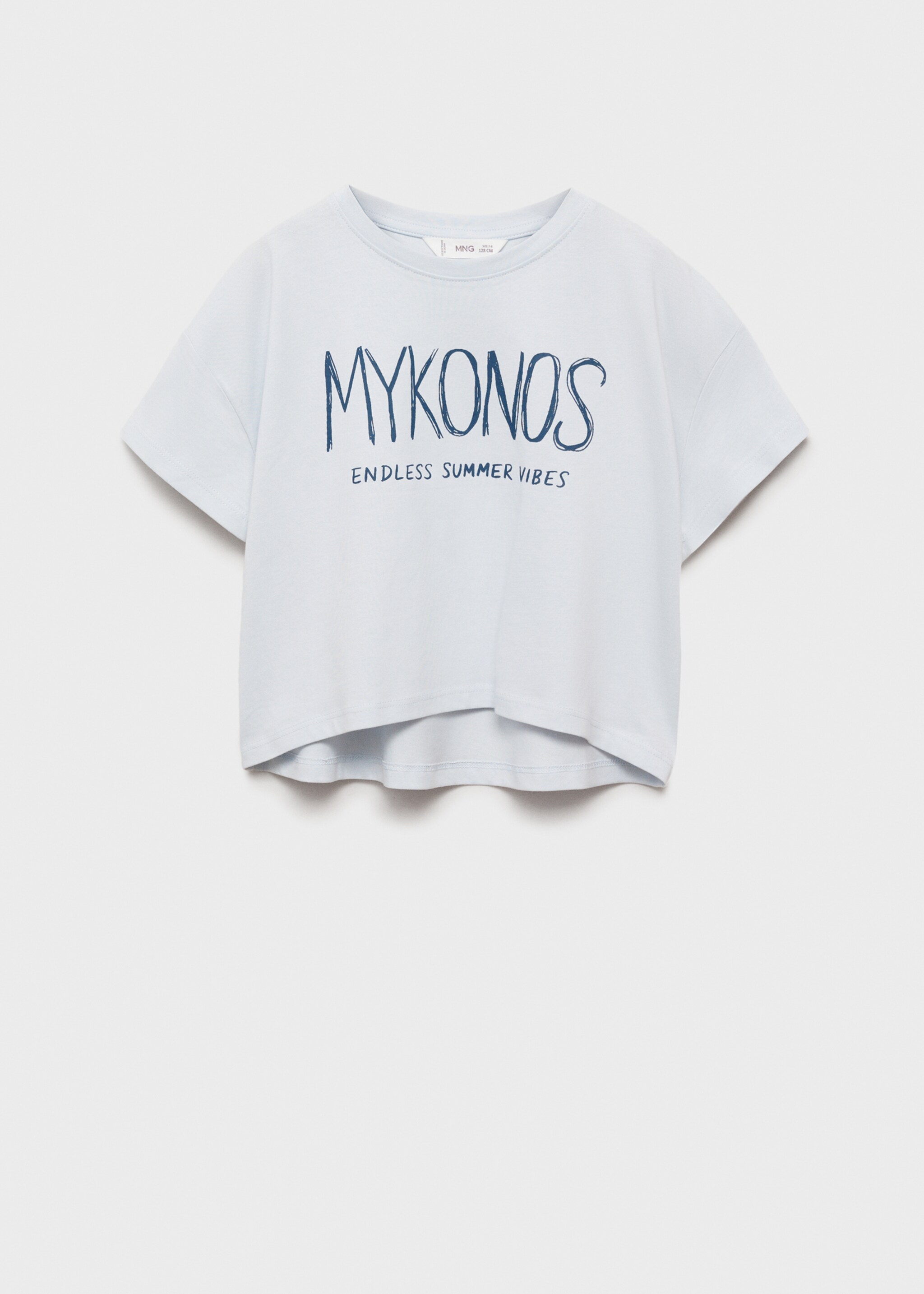 Printed message T-shirt - Article without model, Sky Blue. Ref: 87067890-00.