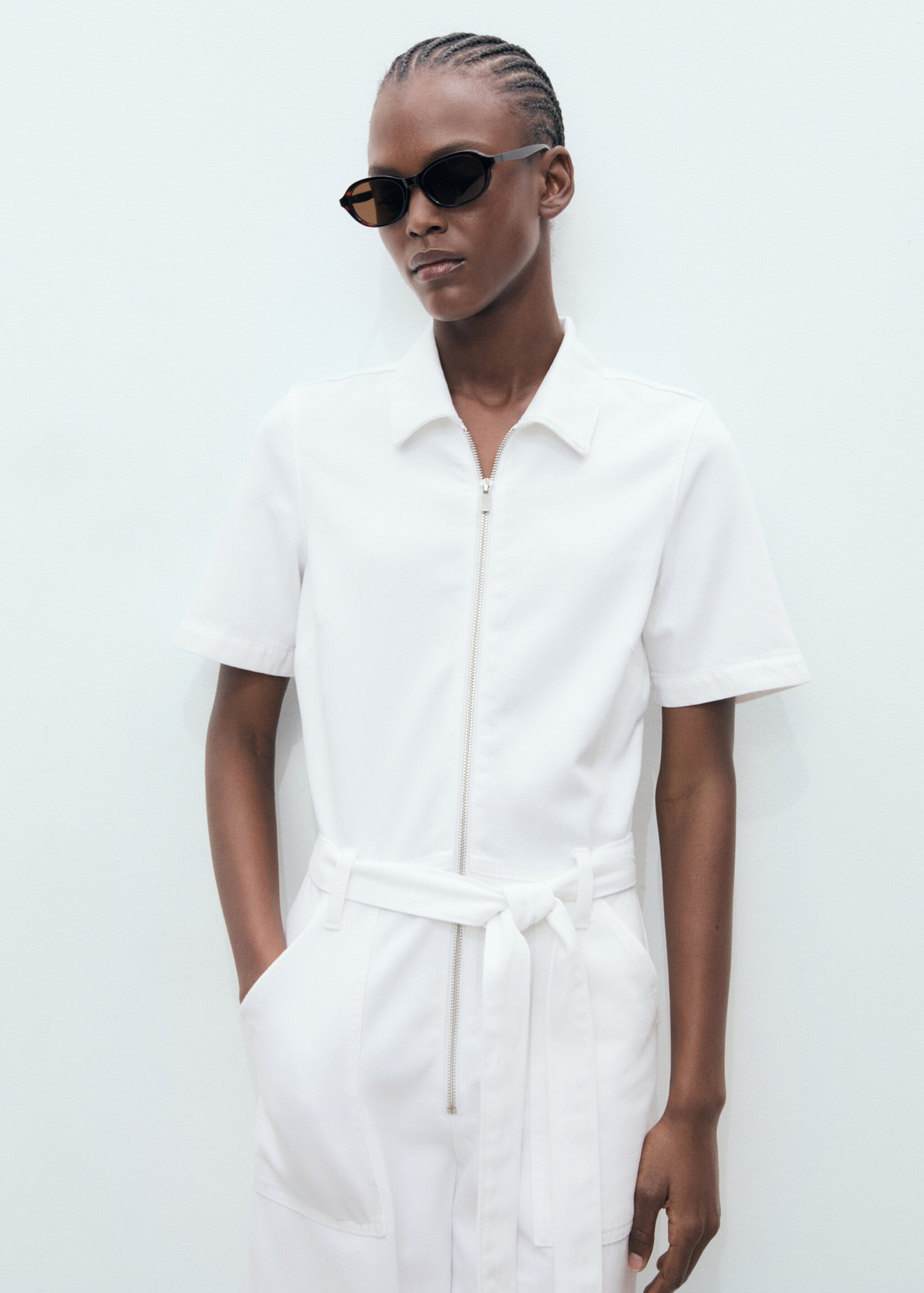 Denim jumpsuit belt - Medium plane, White. Ref: 87067893-00.