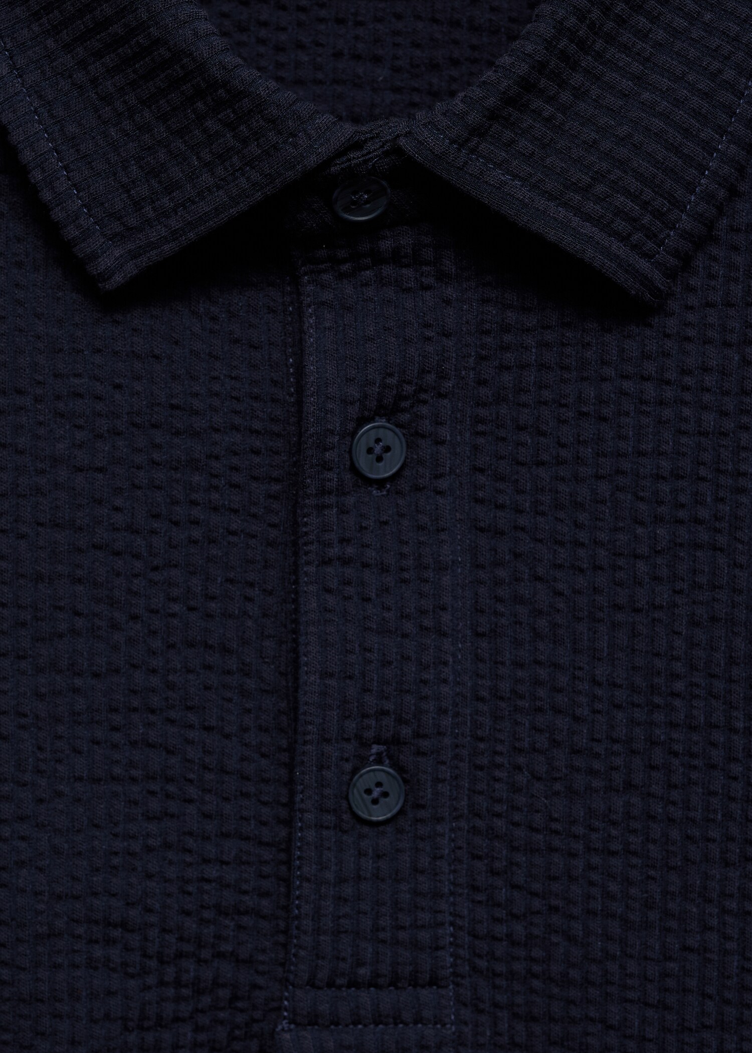 Seersucker cotton polo shirt - Details of the article 0