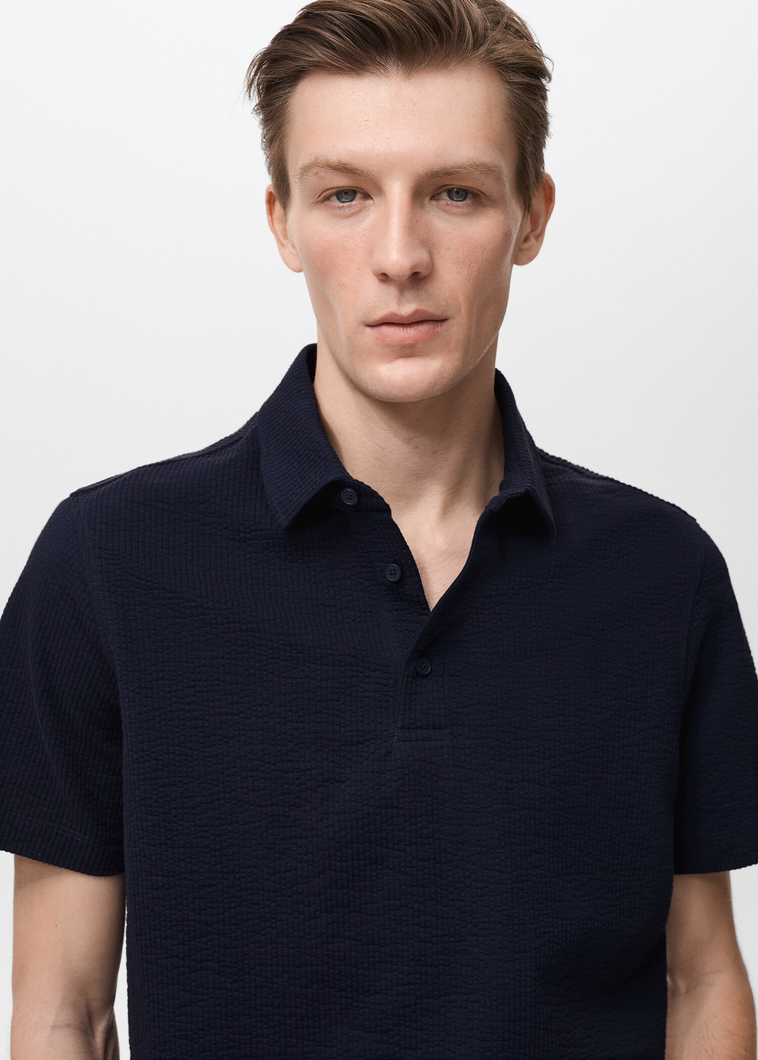 Seersucker cotton polo shirt - Details of the article 1