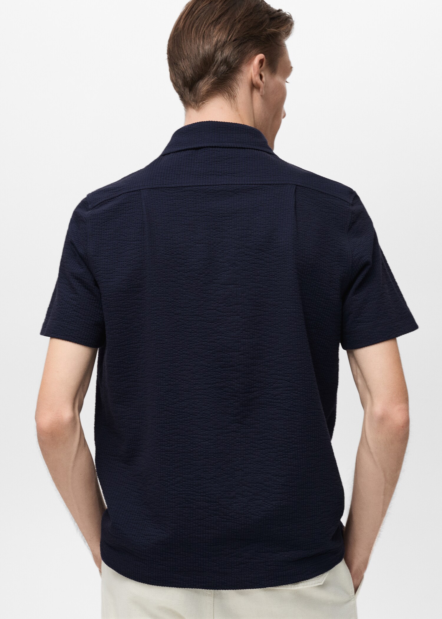 Seersucker cotton polo shirt - Reverse of the article