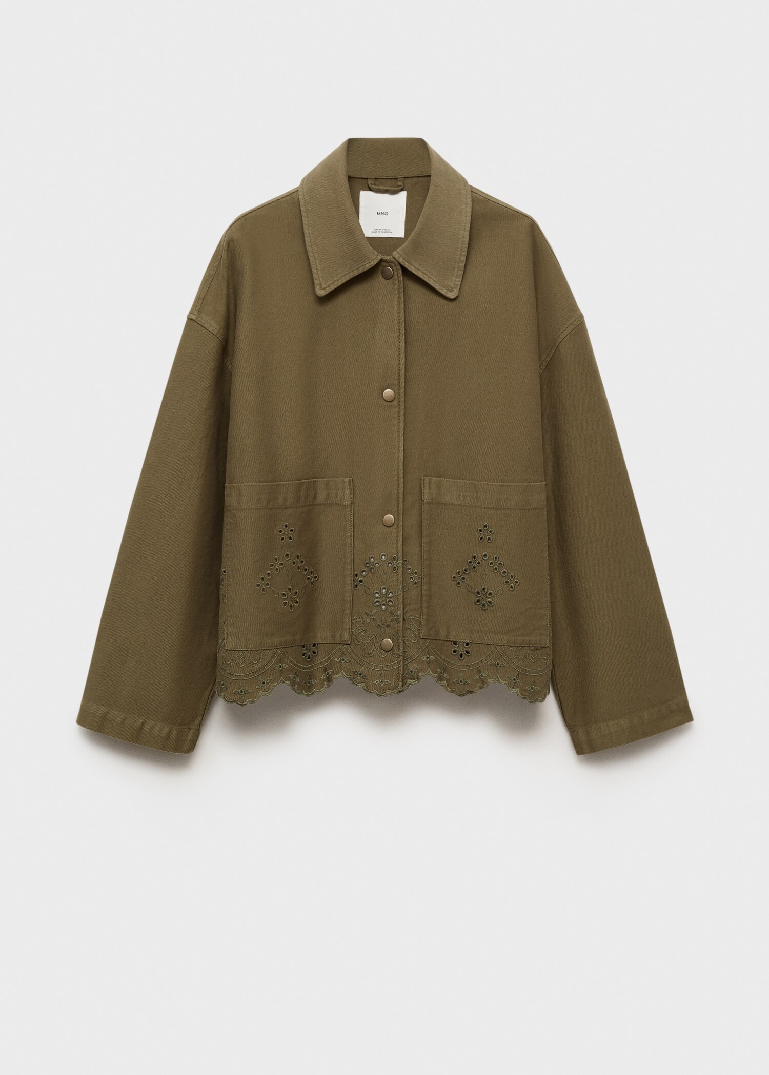 Cotton overshirt with openwork details - Article without model