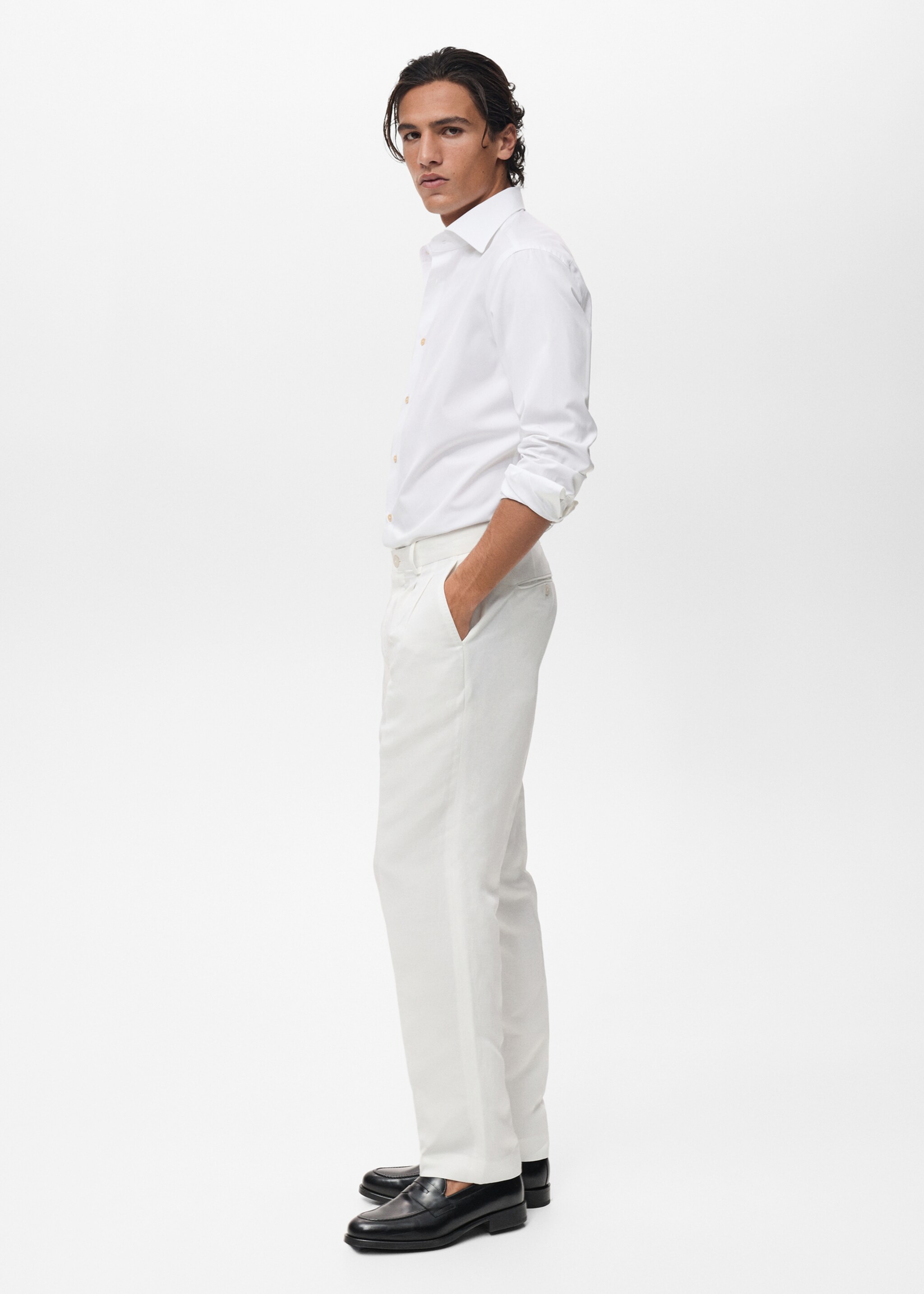 Camisa slim fit 100% algodón - Detalle del artículo 2, Blanco. Ref: 87067899-00.