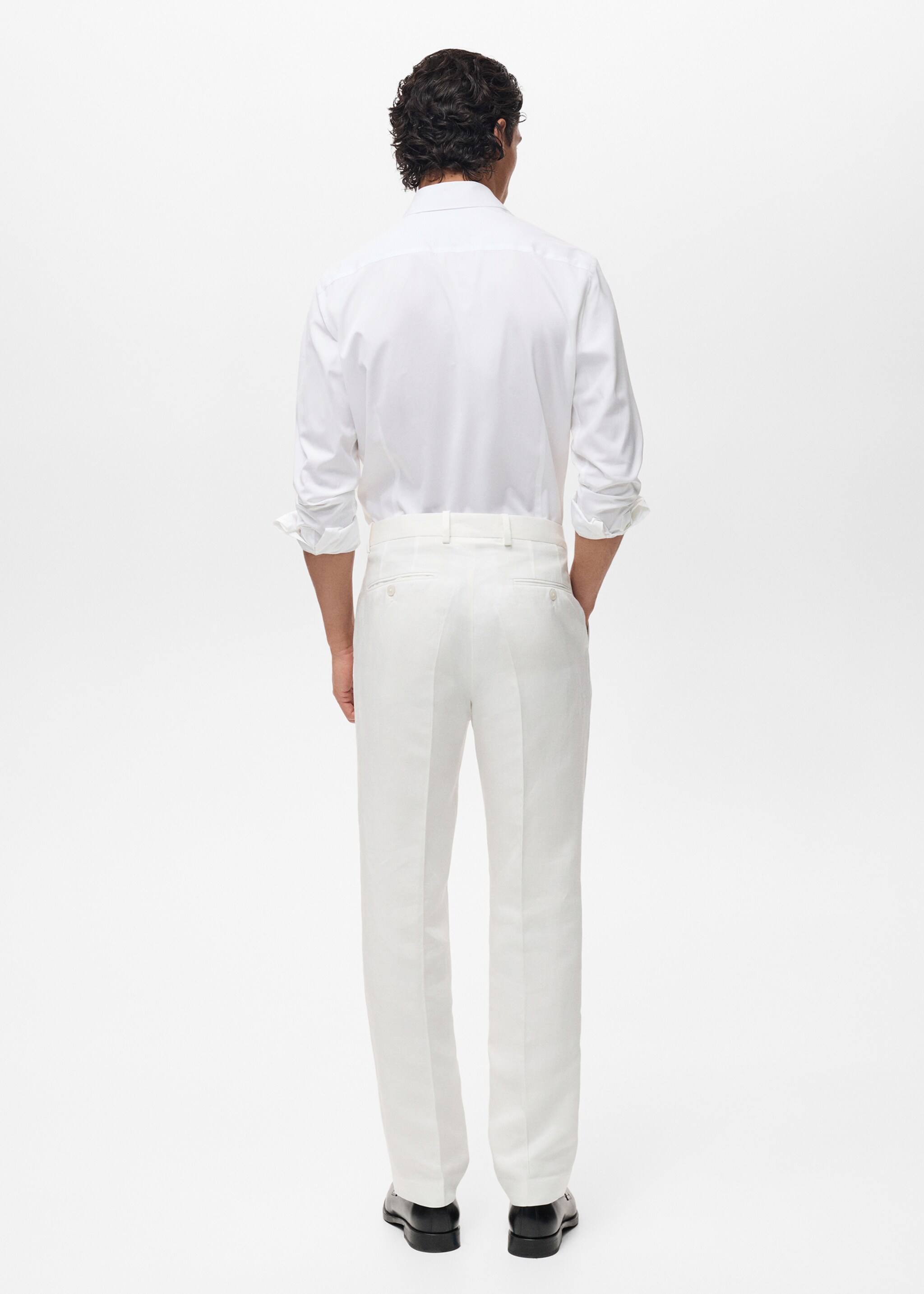 Camisa slim fit 100% algodón - Reverso del artículo, Blanco. Ref: 87067899-00.