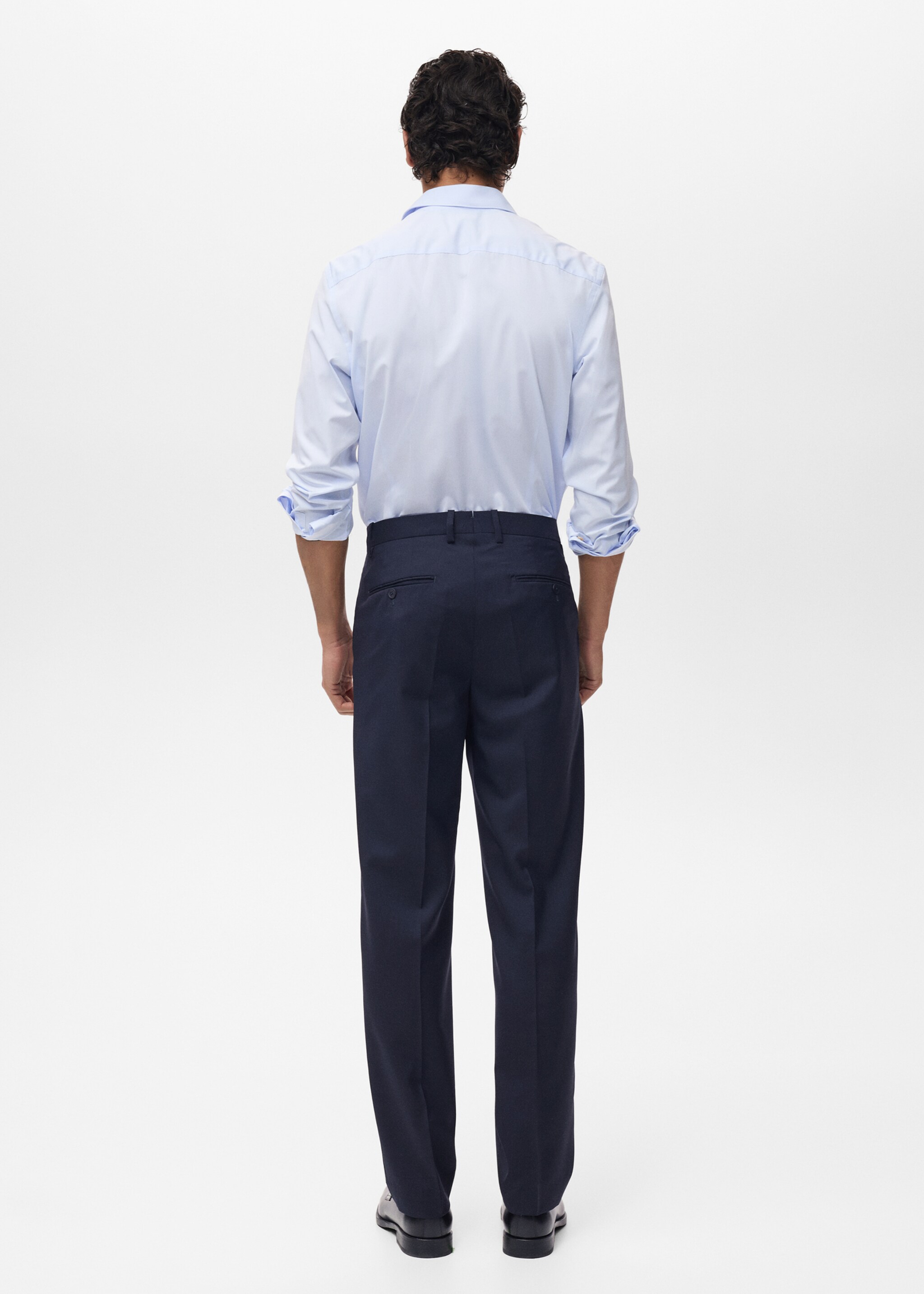 Slim fit overhemd van 100% katoen - Achterkant van het artikel, Blauw. Ref: 87067899-00.