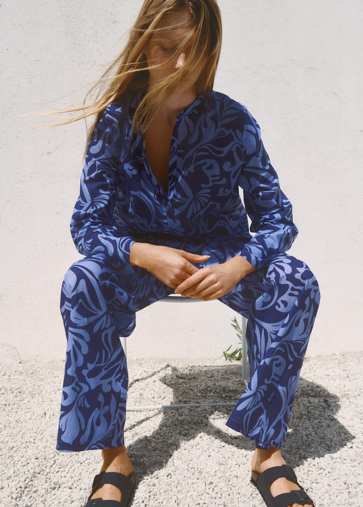 Cotton two-tone printed trousers - Details of the article 7