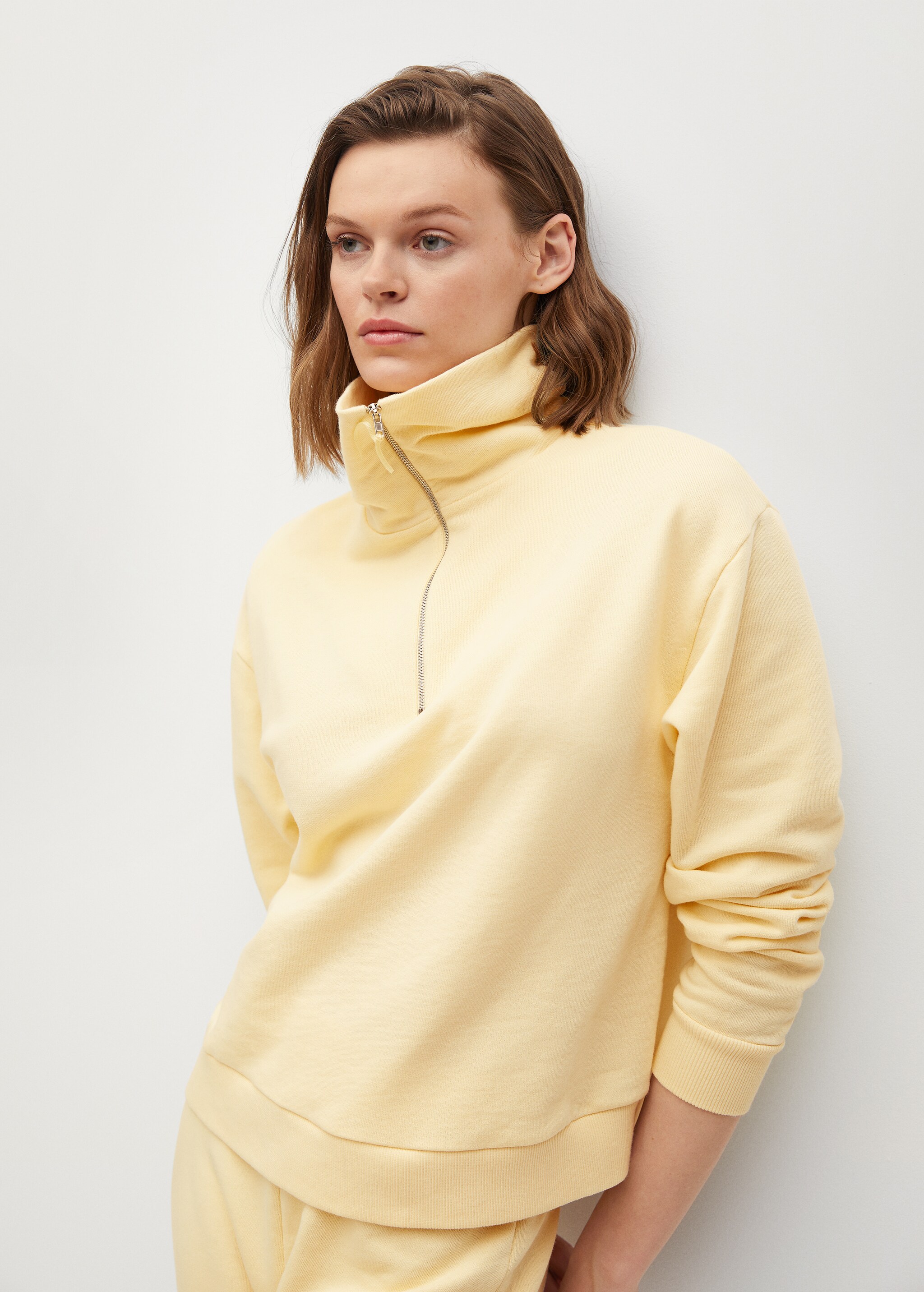 Funnel neck cotton sweatshirt - Medium plane
