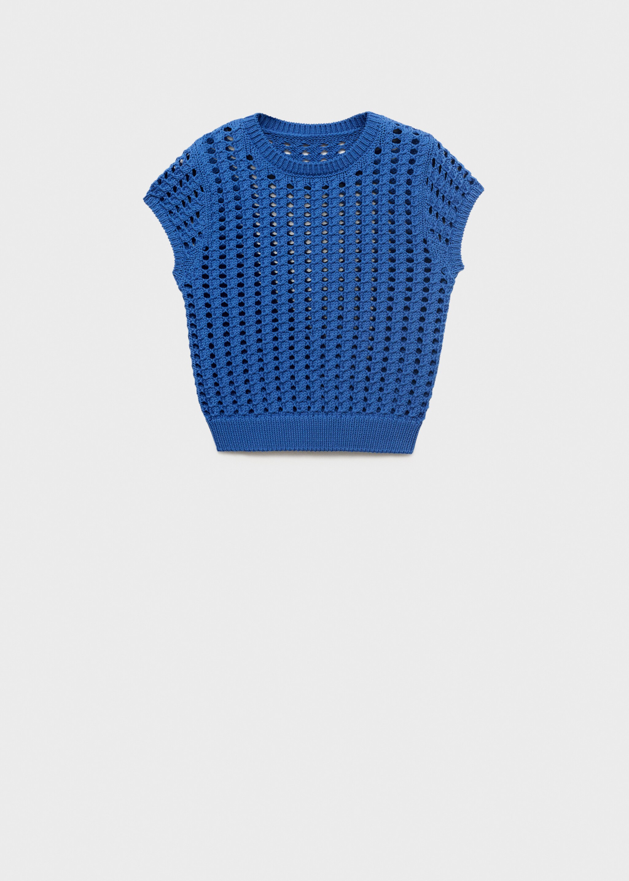 Short-sleeved crochet sweater - Article without model, Blue. Ref: 87068643-00.