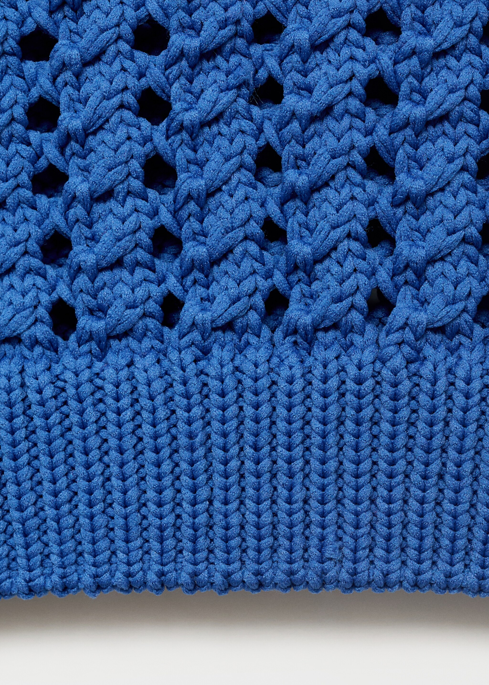 Short-sleeved crochet sweater - Details of the article 0, Blue. Ref: 87068643-00.