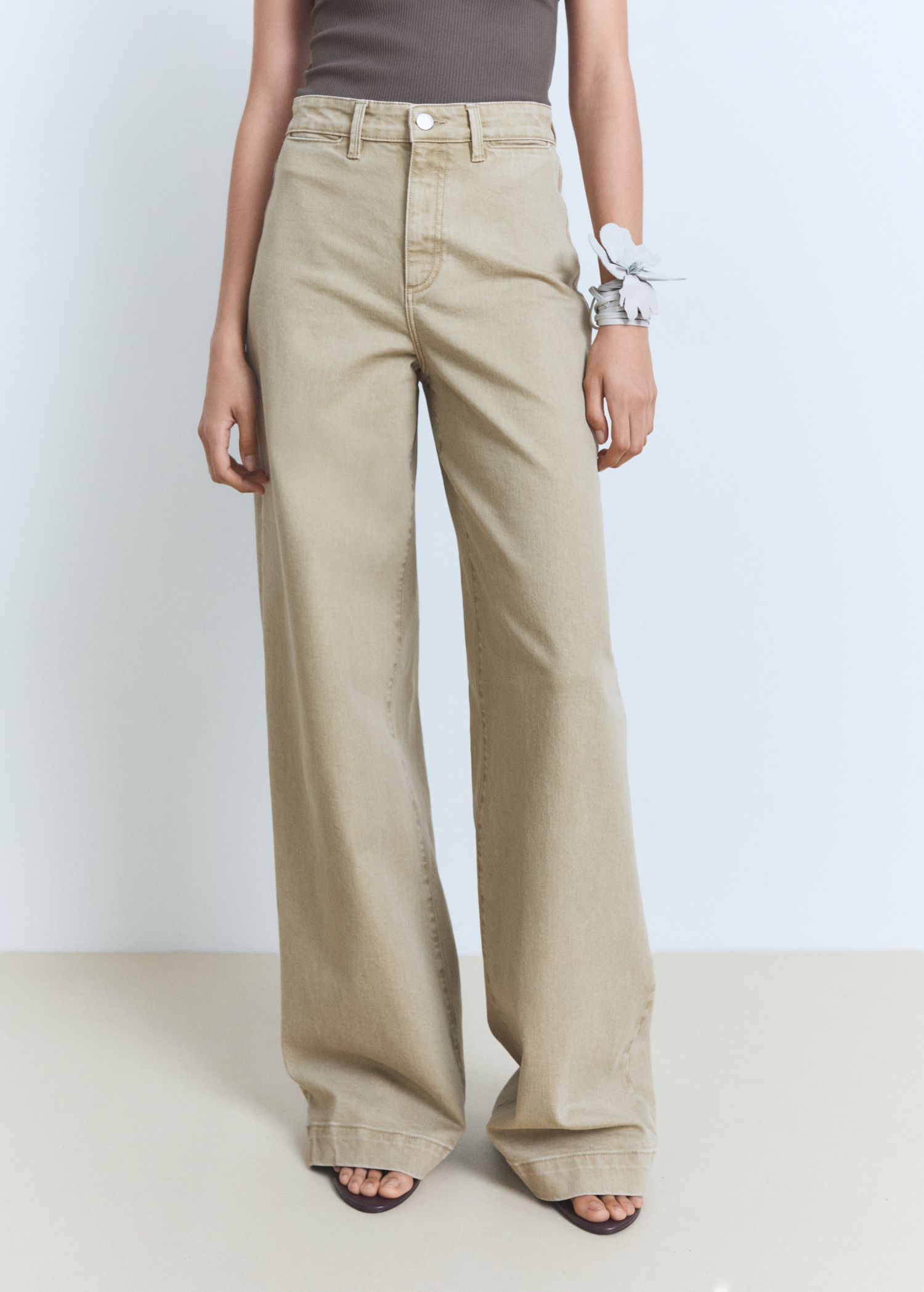 Wide leg high-waist full-length jeans - Medium plane