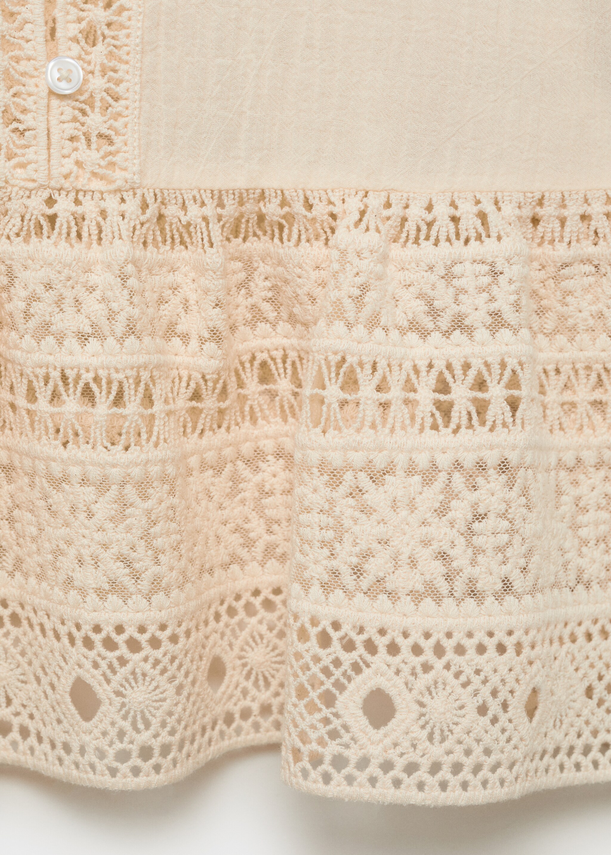 Embroidered cotton blouse with openwork details - Details of the article 0, Off White. Ref: 87068647-00.