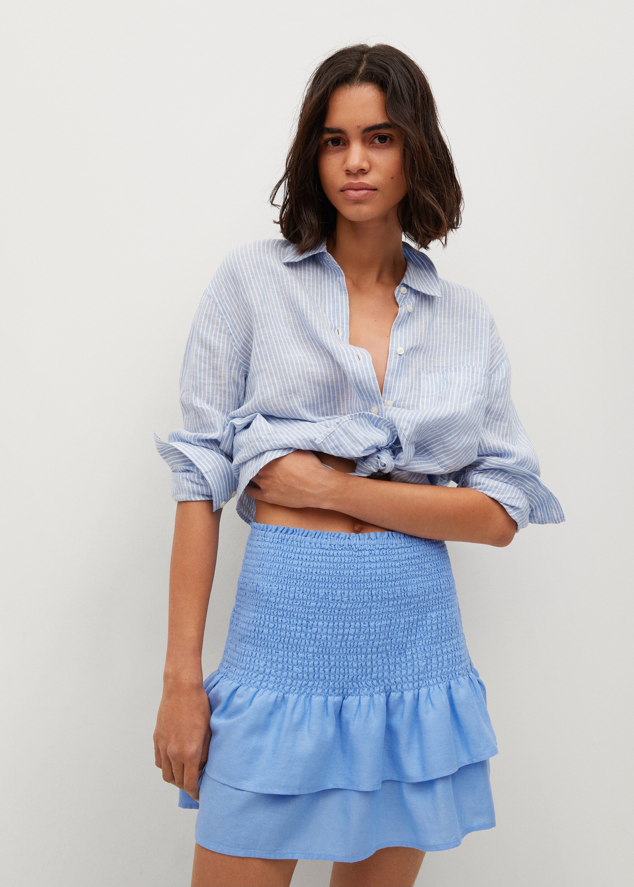 Ruffled linen miniskirt - Details of the article 1