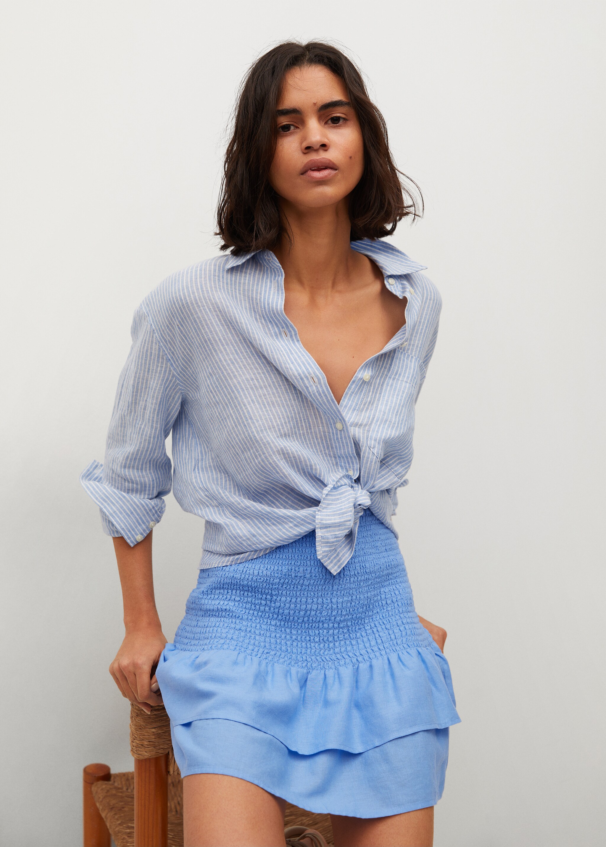Ruffled linen miniskirt - Details of the article 2