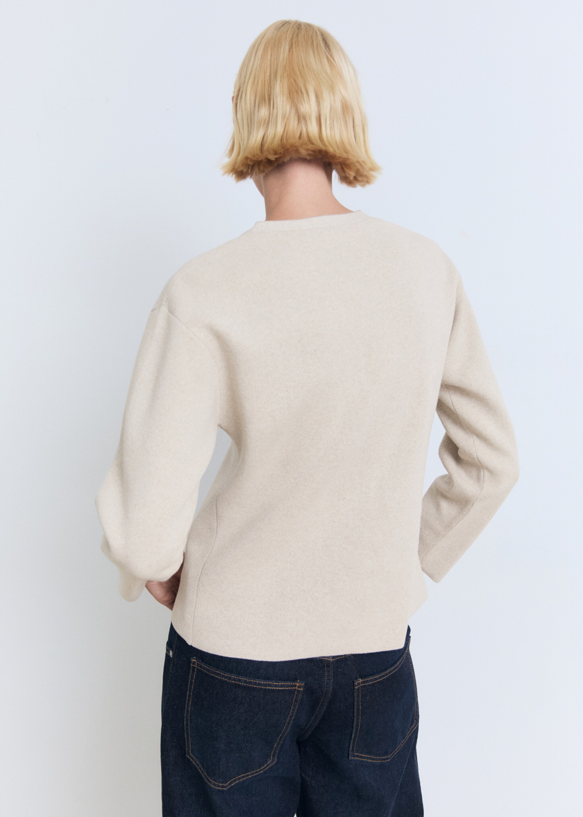 Fine-knit jacket with jewel buttons - Reverse of the article, Beige. Ref: 87069065-00.