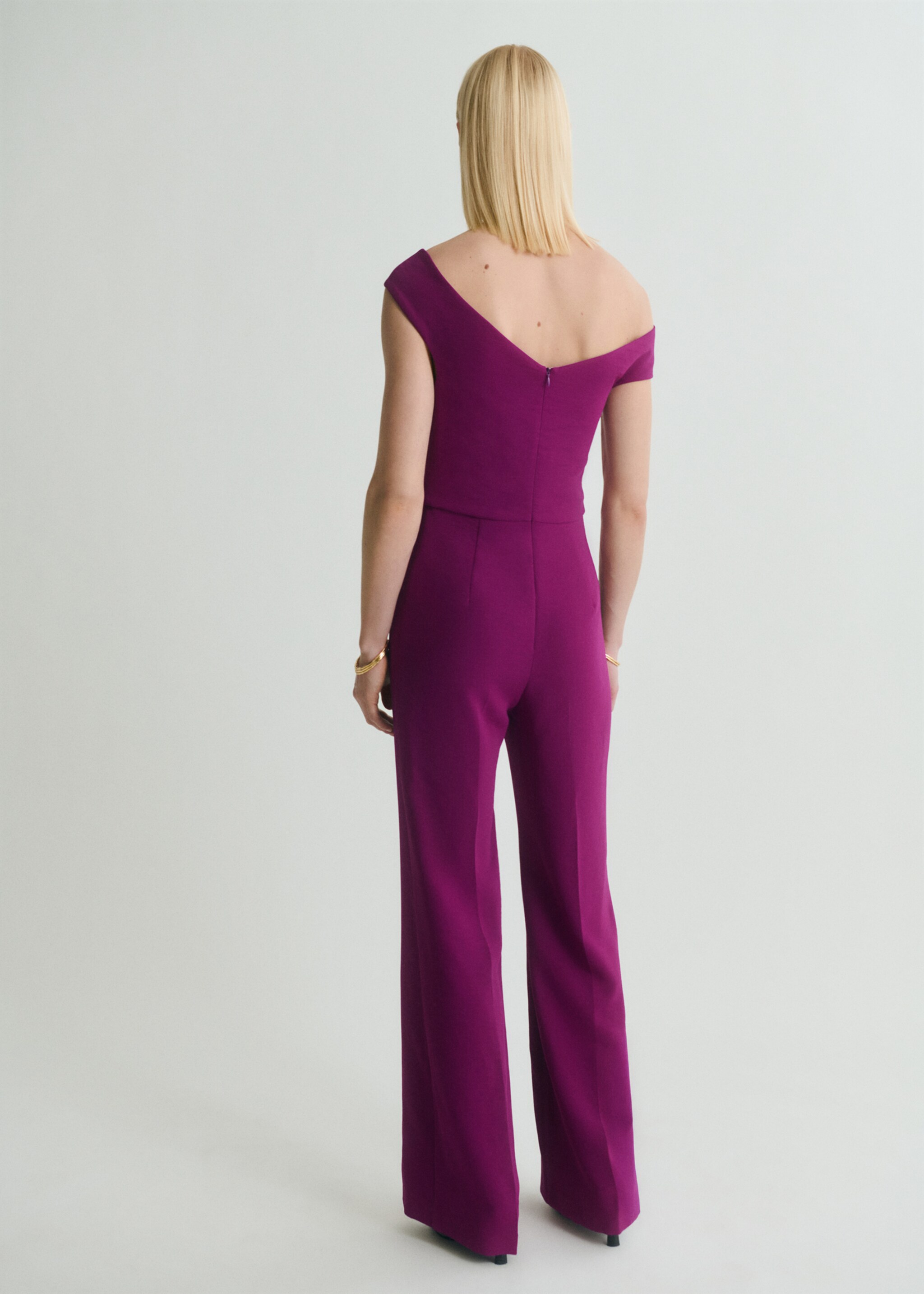 Long jumpsuit with asymmetrical neck - Reverse of the article, Purple. Ref: 87069066-00.