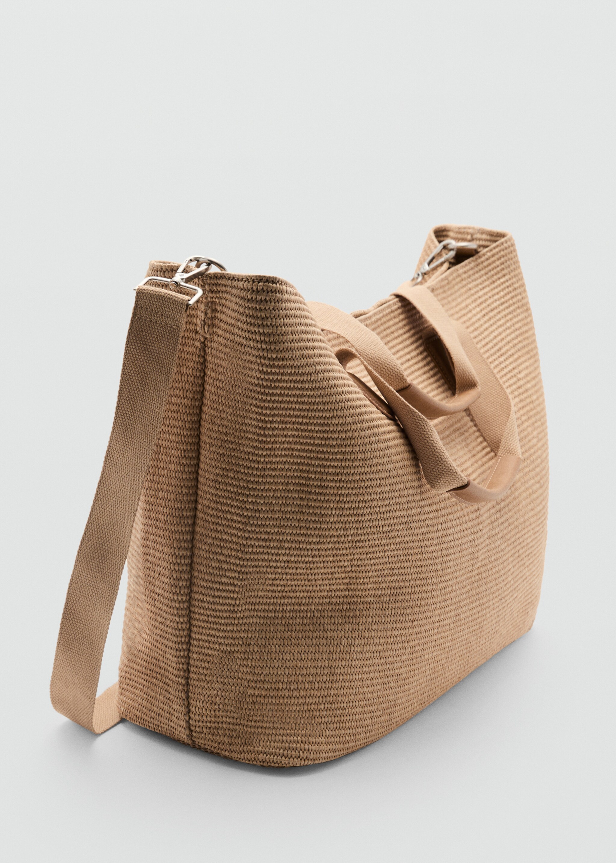 Geantă tote de rafie - Plan mediu, Nisipiu. Ref: 87069204-00.