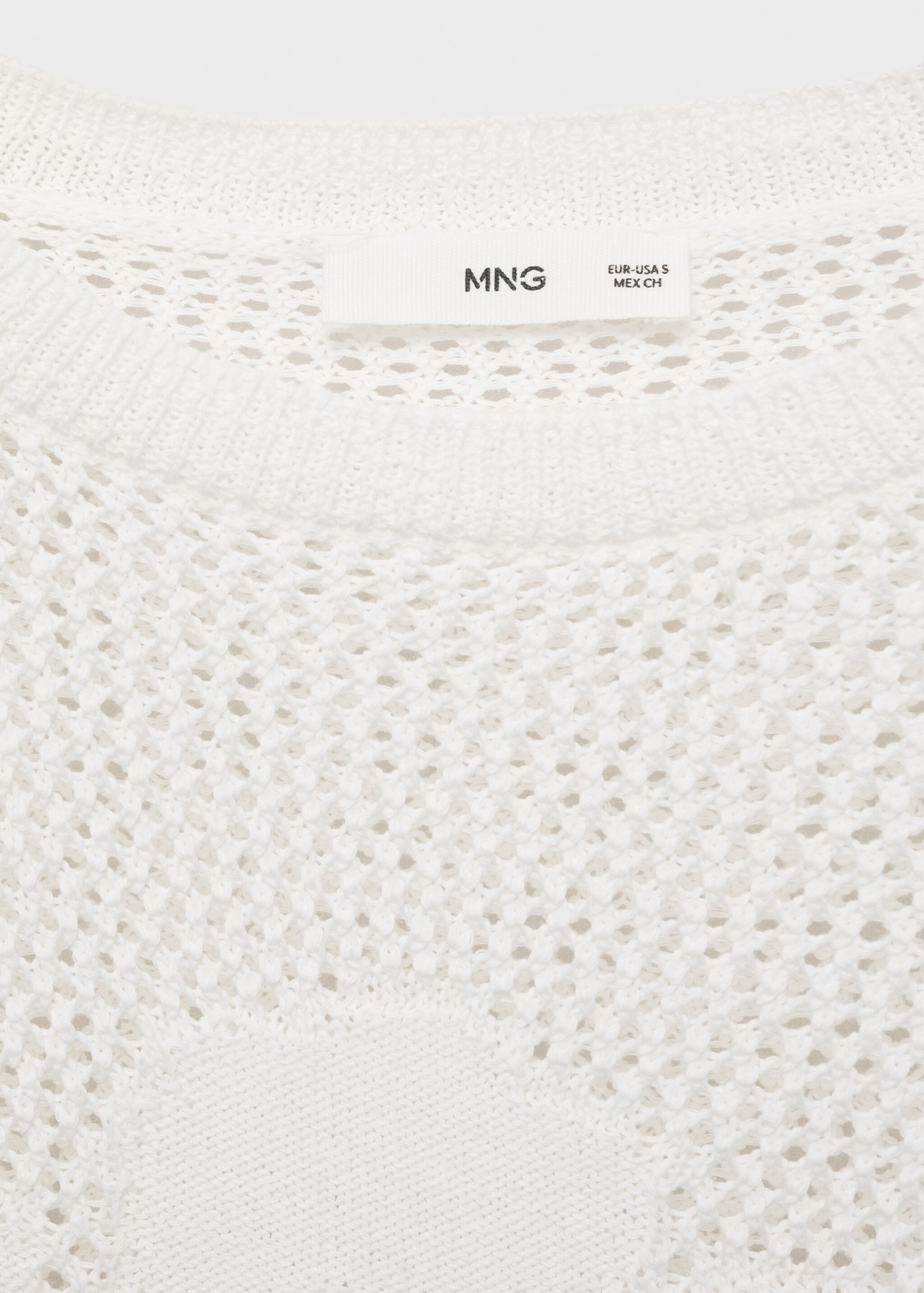 Prolamovaný pletený svetr s květinovým motivem - Detail zboží 0, Bílá. Ref: 87069205-00.