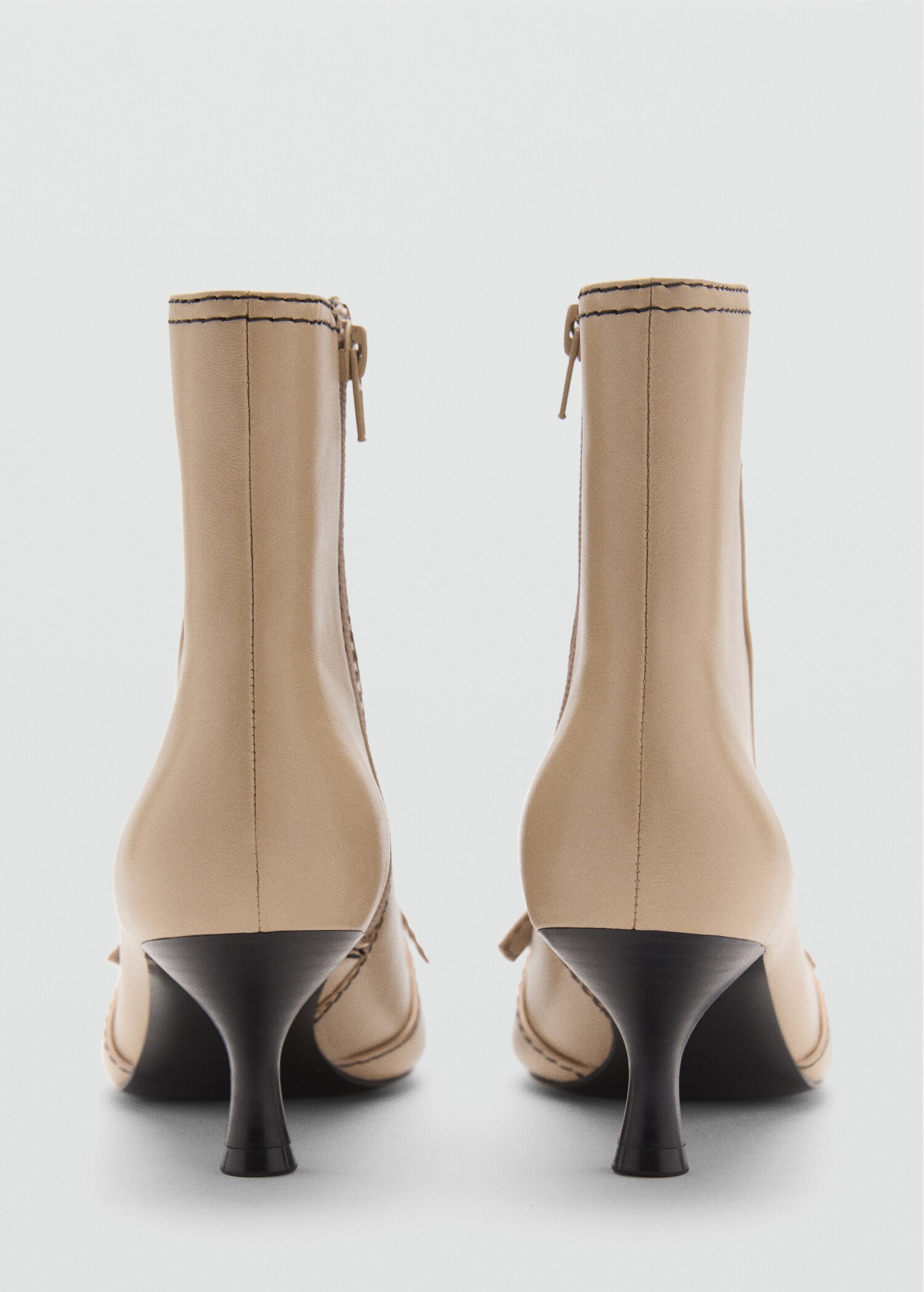 Bottines cuir nœud surpiqûres décoratives - Détail de l'article 1