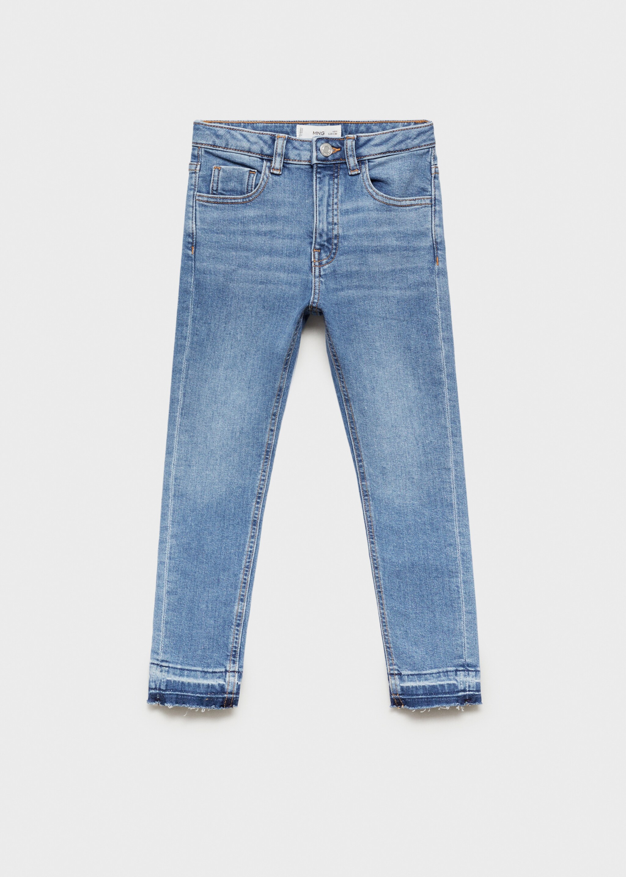 Skinny jeans with frayed hem - Article without model, Blue. Ref: 87070419-00.