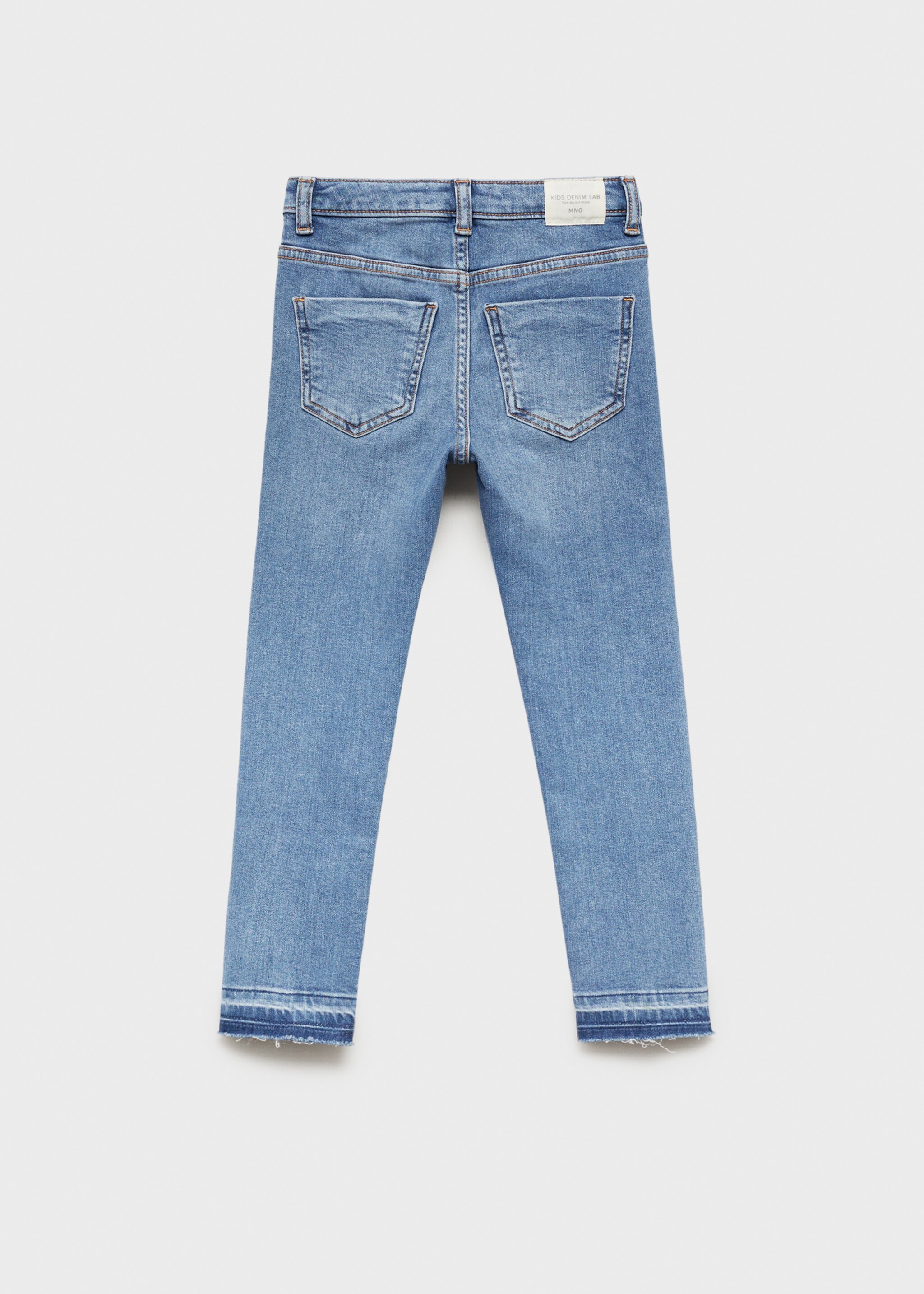 Skinny jeans with frayed hem - Reverse of the article, Blue. Ref: 87070419-00.