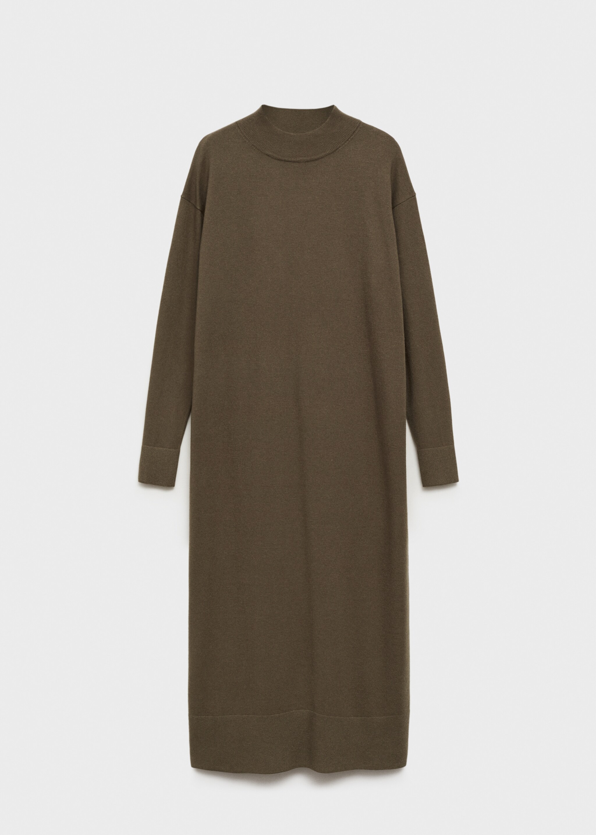 Perkins-neck knitted dress - Article without model, Khaki. Ref: 87070425-00.