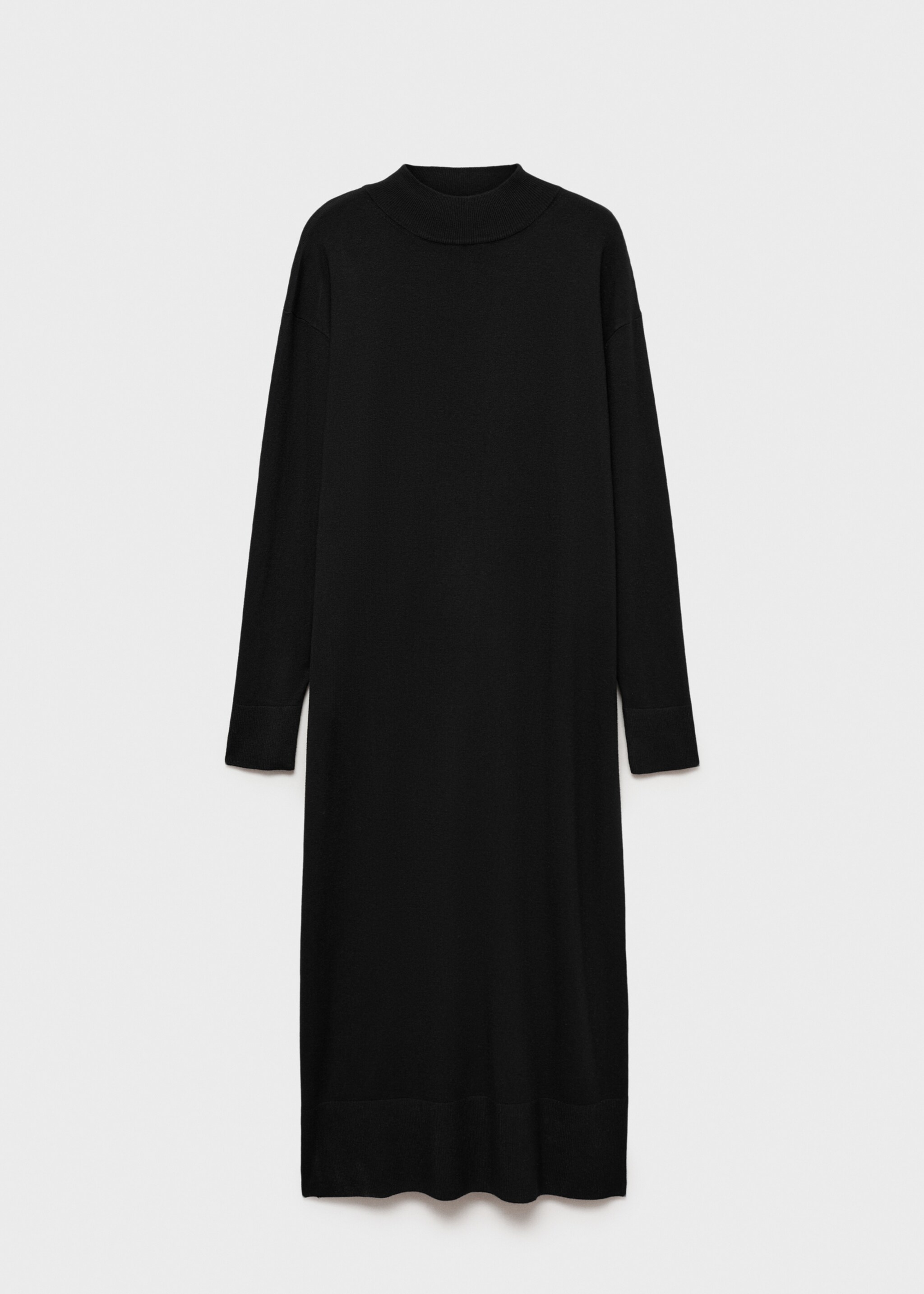 Perkins-neck knitted dress - Article without model, Black. Ref: 87070425-00.