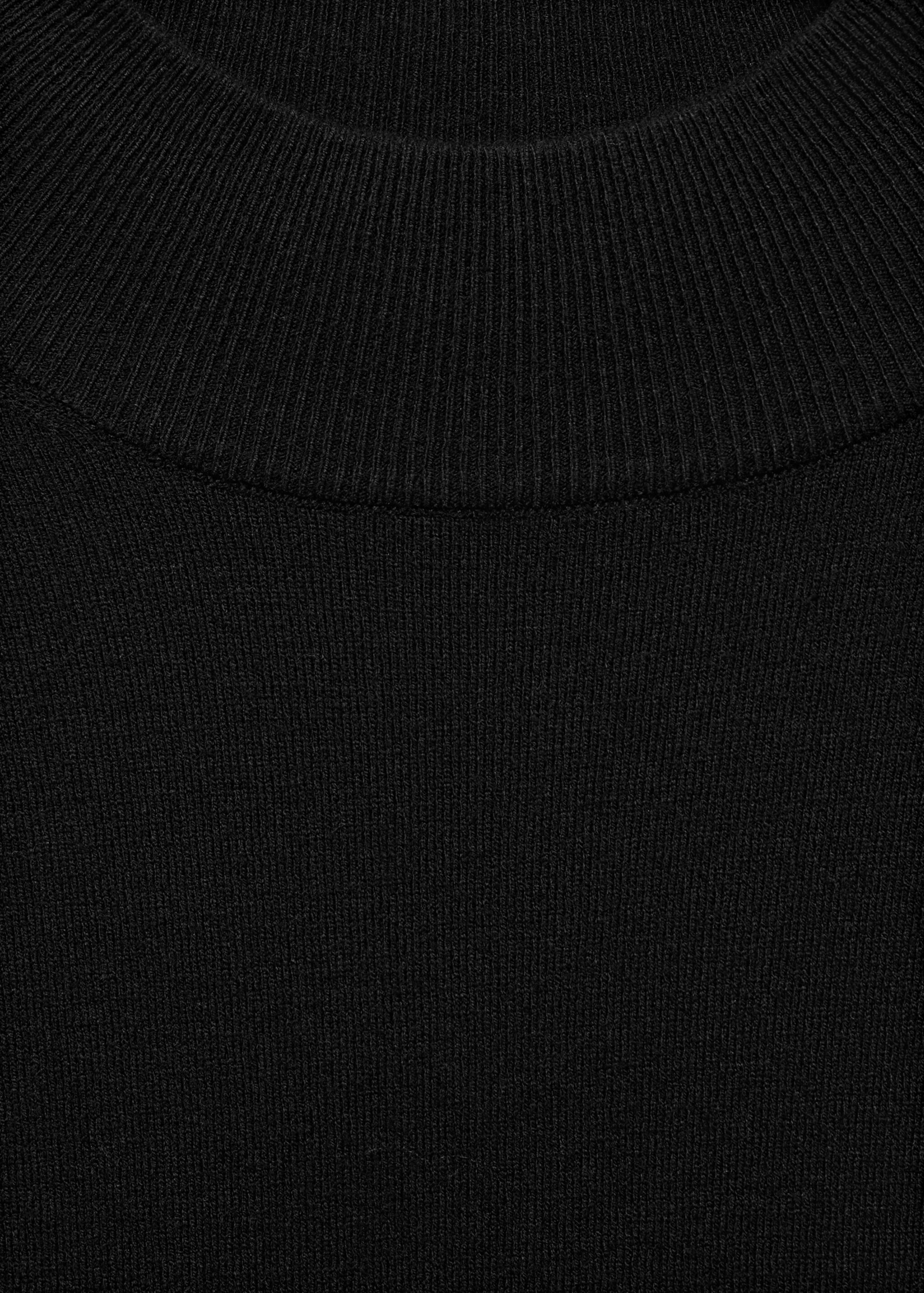 Perkins-neck knitted dress - Details of the article 8, Black. Ref: 87070425-00.