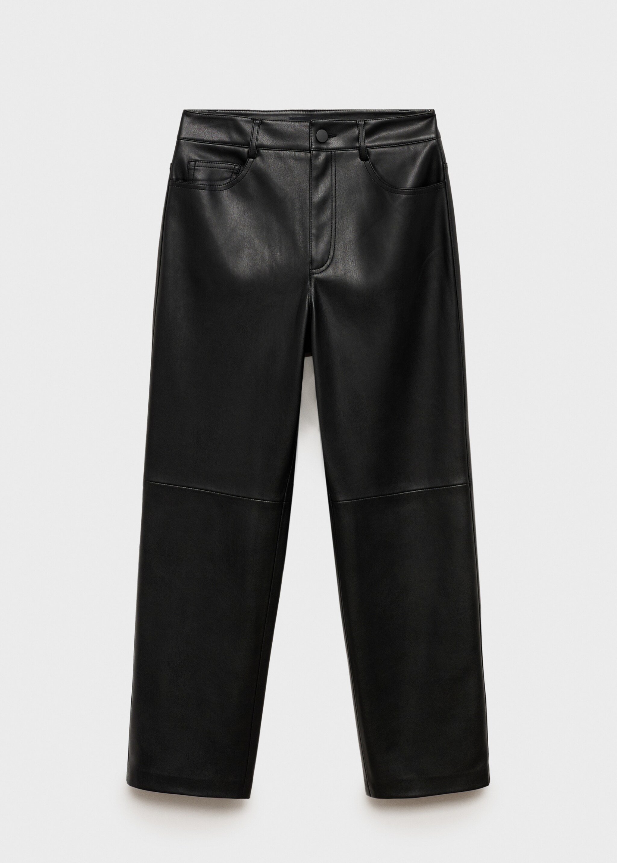 Pantalon droit cuir synthétique - Article sans modèle, Noir. Ref: 87070432-00.