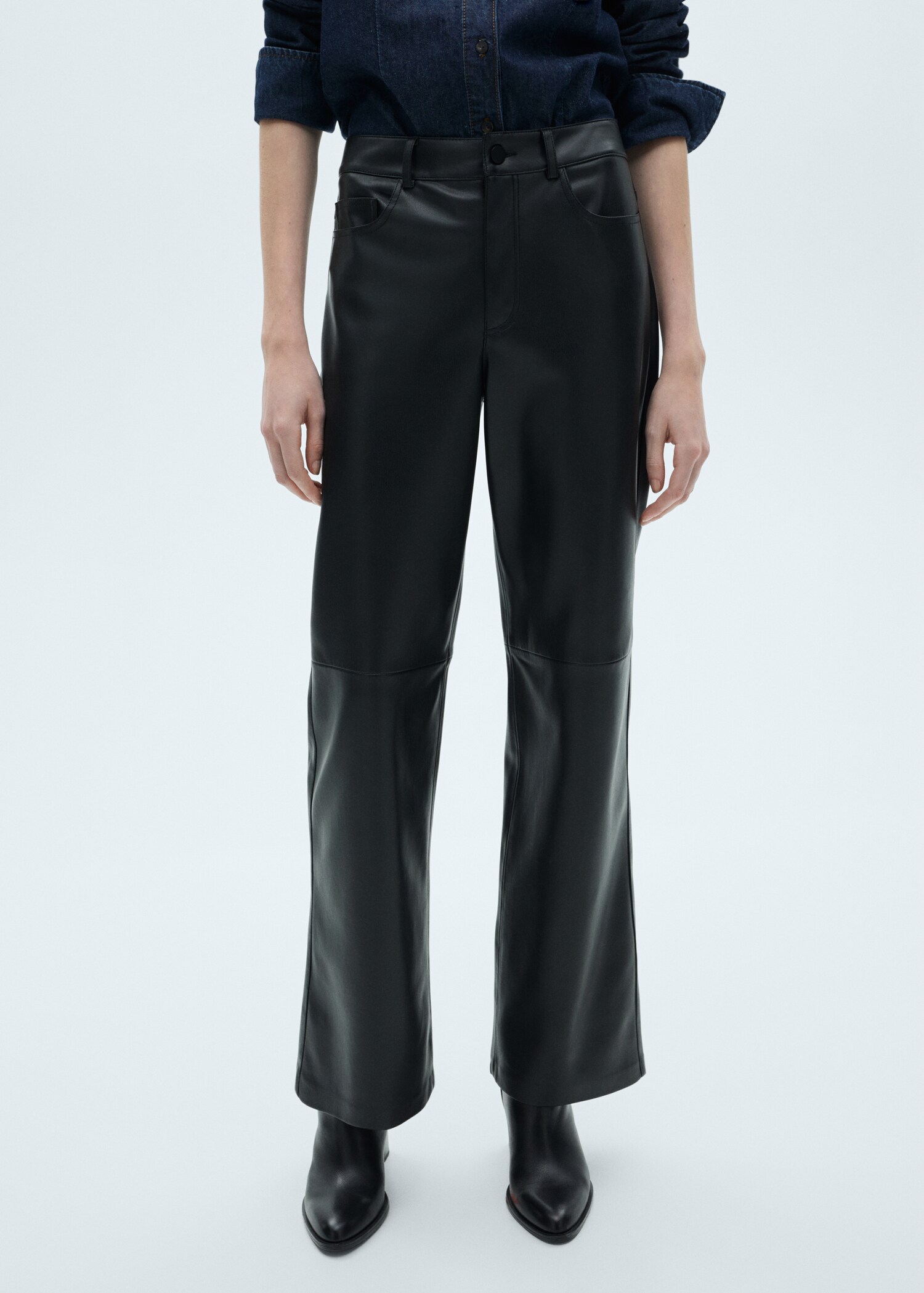 Straight-leg faux-leather trousers - Medium plane