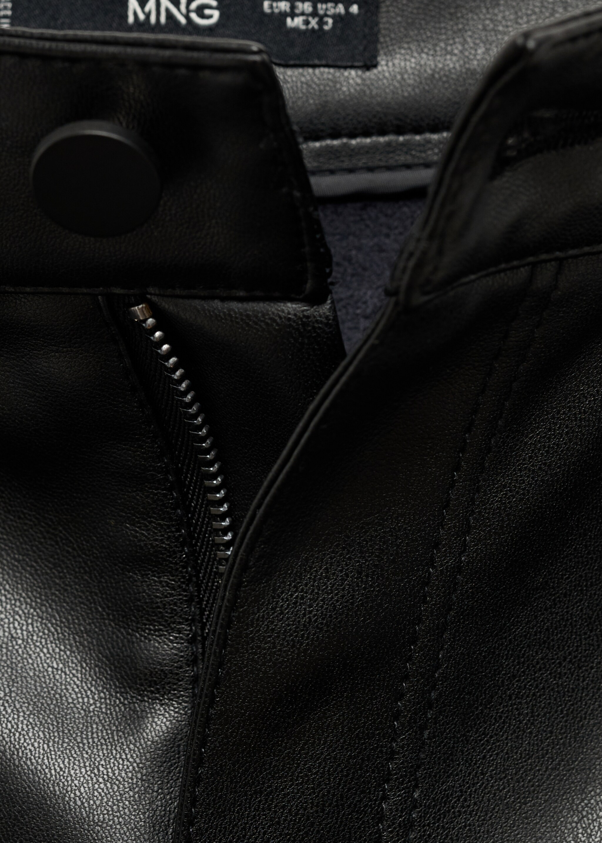 Straight-leg faux-leather trousers - Details of the article 0, Black. Ref: 87070433-00.