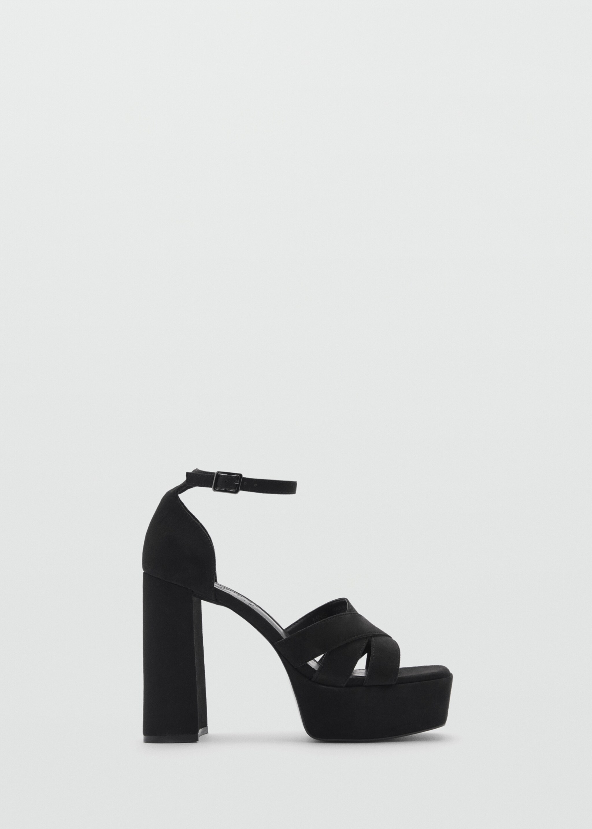 Wide-heeled sandal with bracelet - Article without model, Black. Ref: 87070438-00.