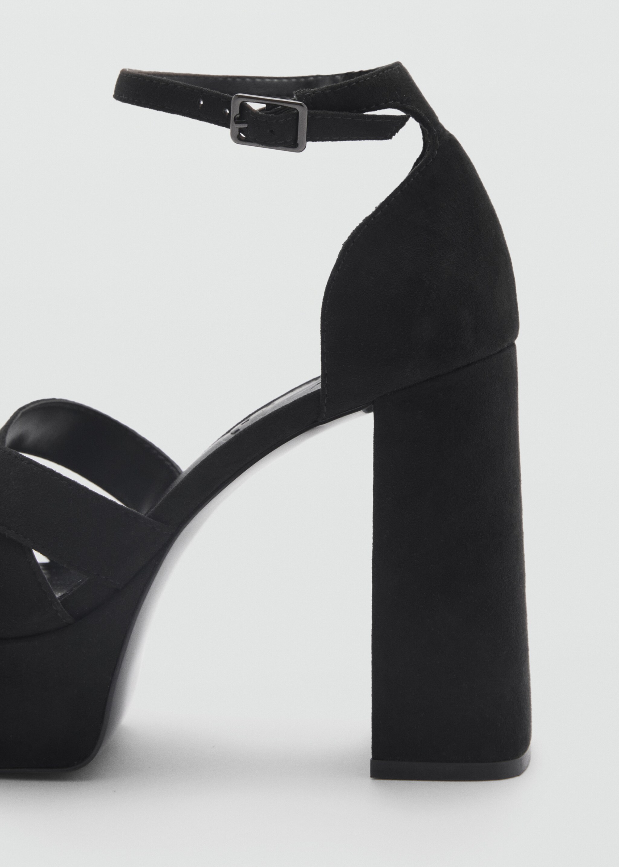 Wide-heeled sandal with bracelet - Details of the article 1, Black. Ref: 87070438-00.