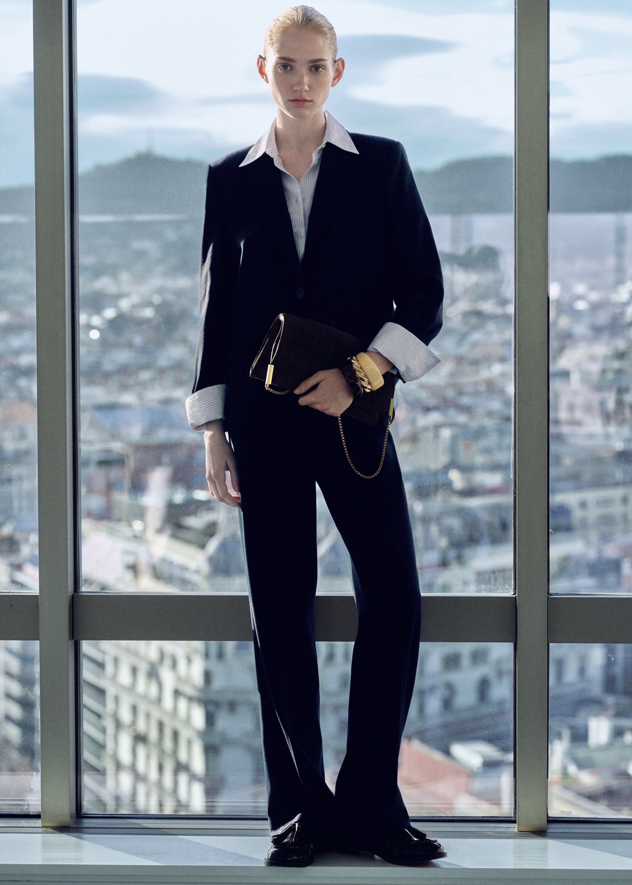 Pantalon de costume fines rayures - Détail de l'article 7, Bleu marine foncé. Ref: 87070450-00.