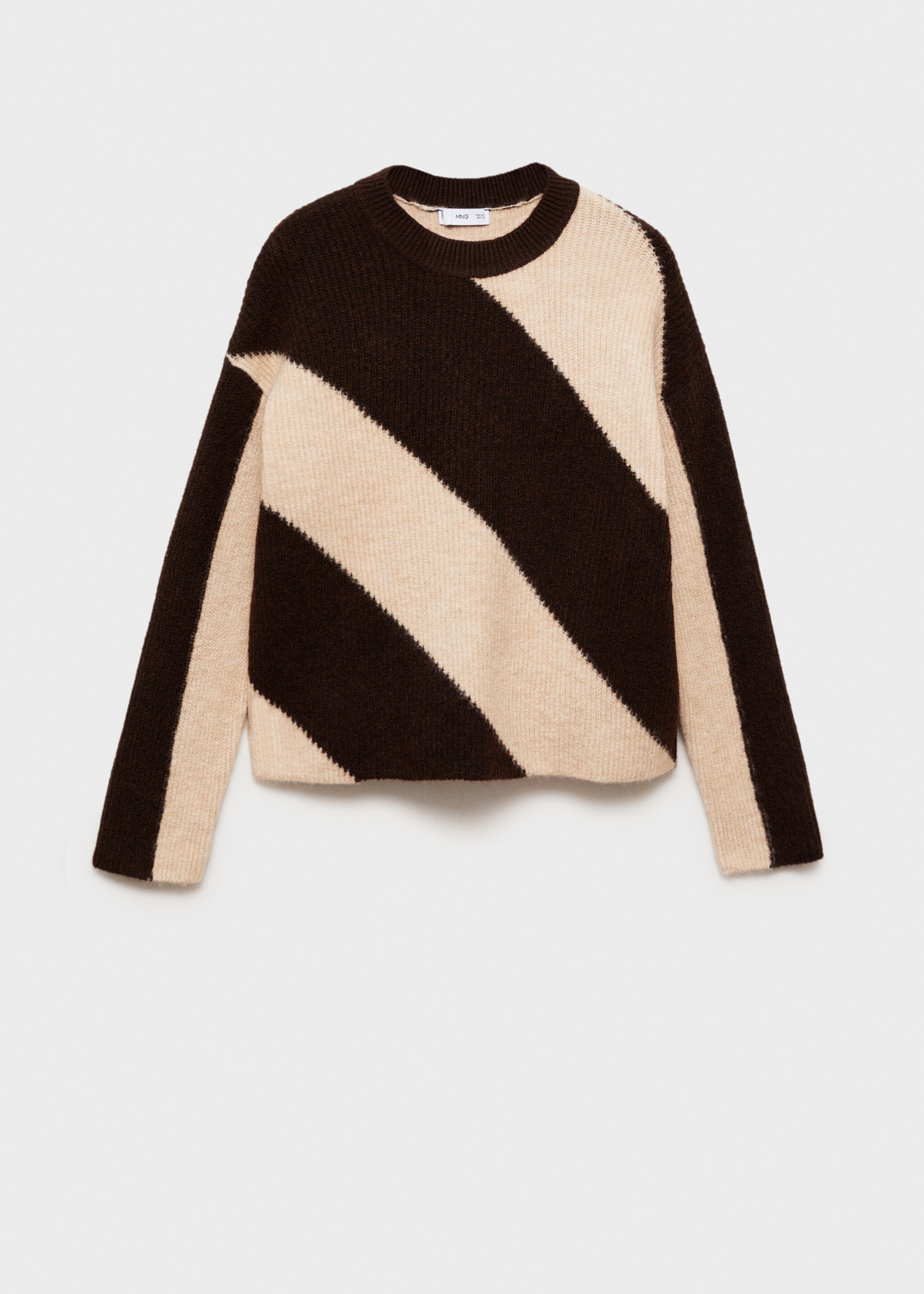 Gestreepte gebreide trui - Artikel zonder model, Middenbruin. Ref: 87070451-00.