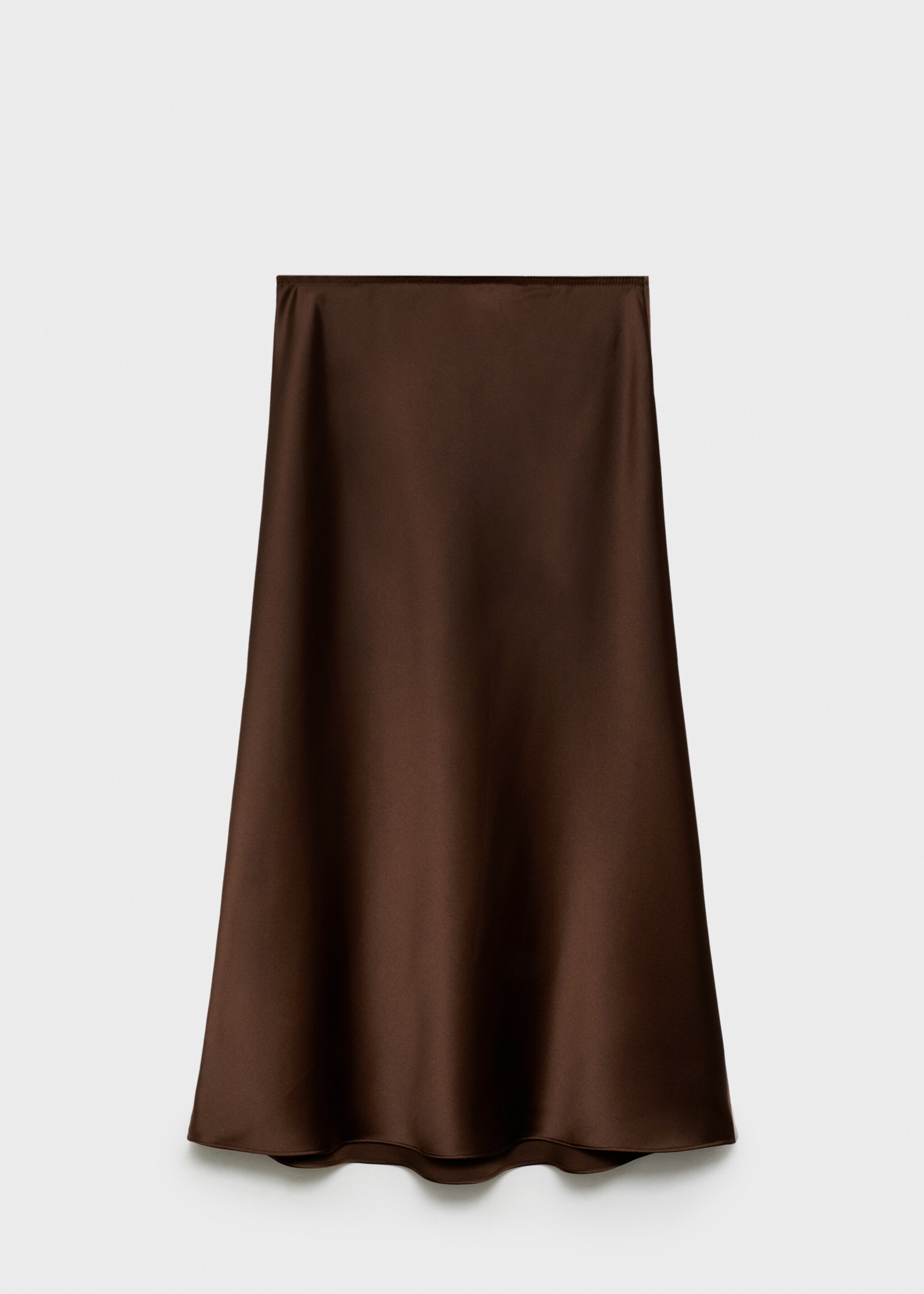 Midi satin skirt - Article without model, Chocolate. Ref: 87070455-00.