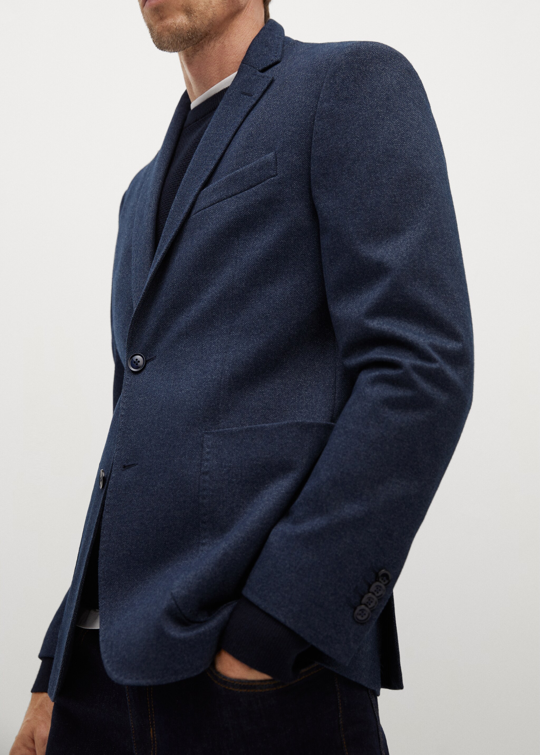 Sako slim fit se strukturou rybí kosti - Detail zboží 3