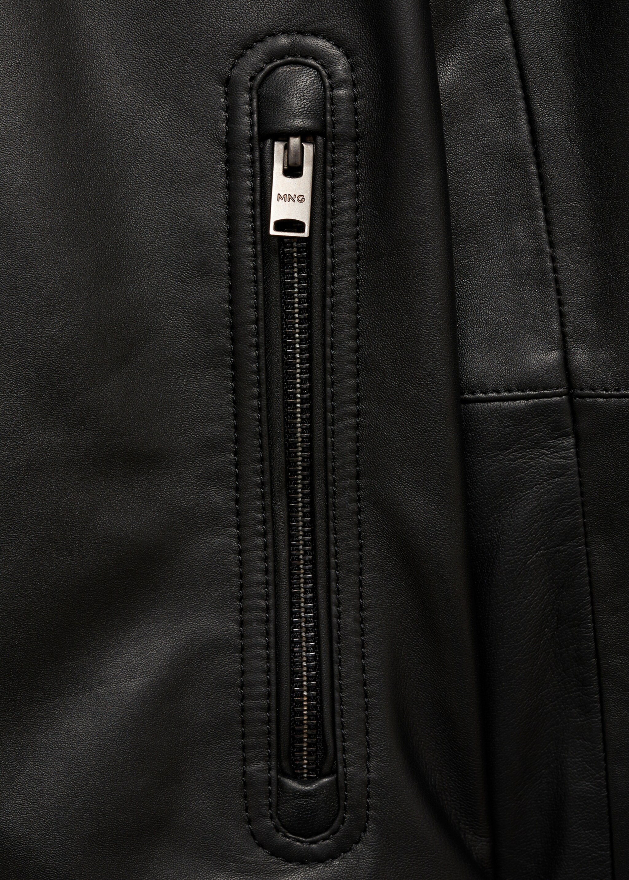 Nappa leather biker jacket - Details of the article 0, Black. Ref: 87070575-00.