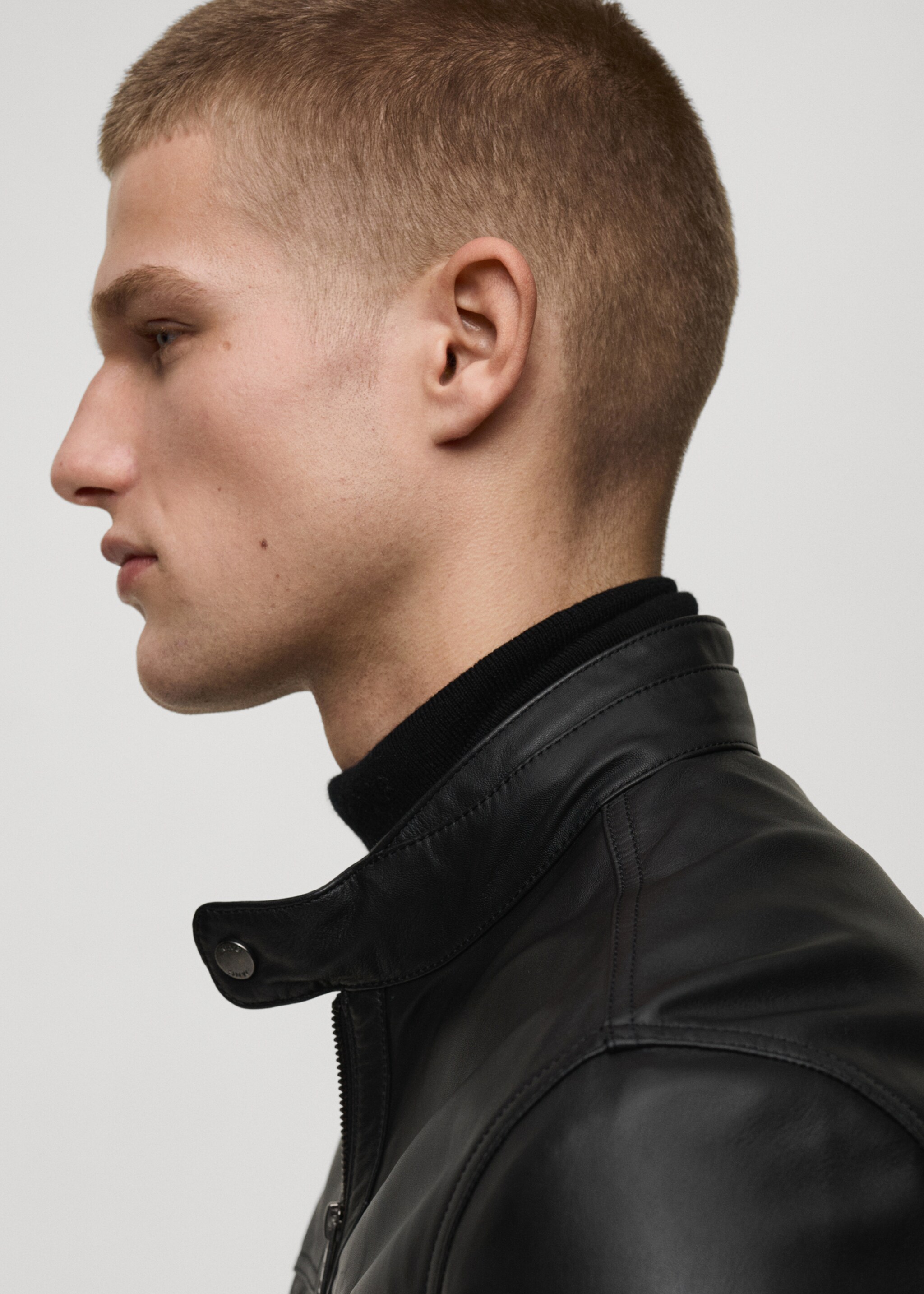 Nappa leather biker jacket - Details of the article 1, Black. Ref: 87070575-00.