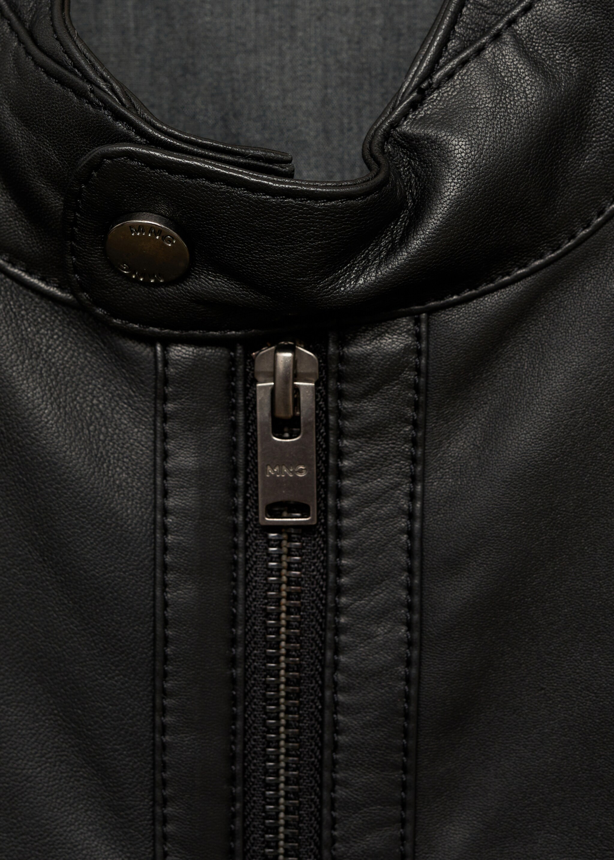 Nappa leather biker jacket - Details of the article 8, Black. Ref: 87070575-00.