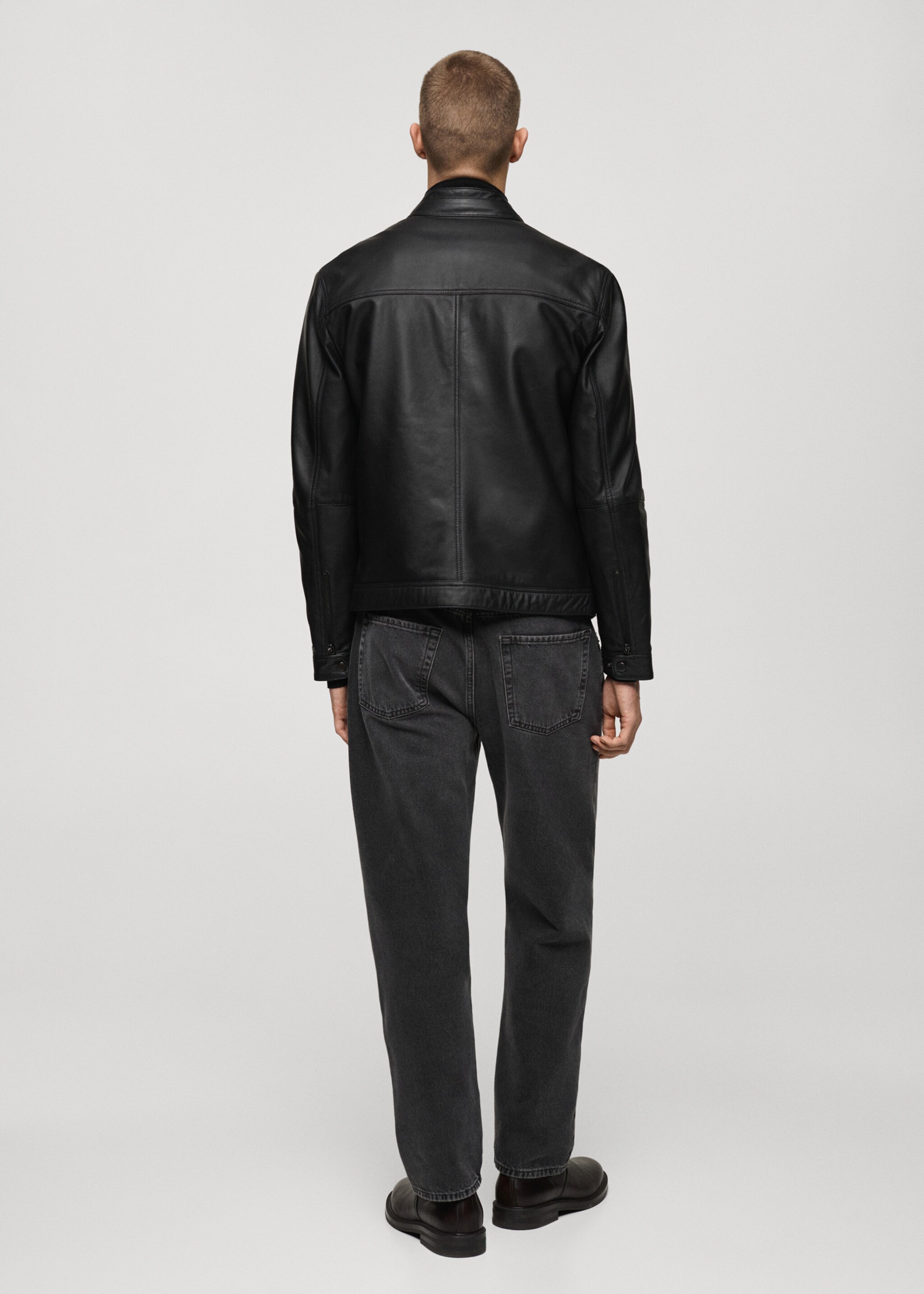 Nappa leather biker jacket - Reverse of the article, Black. Ref: 87070575-00.