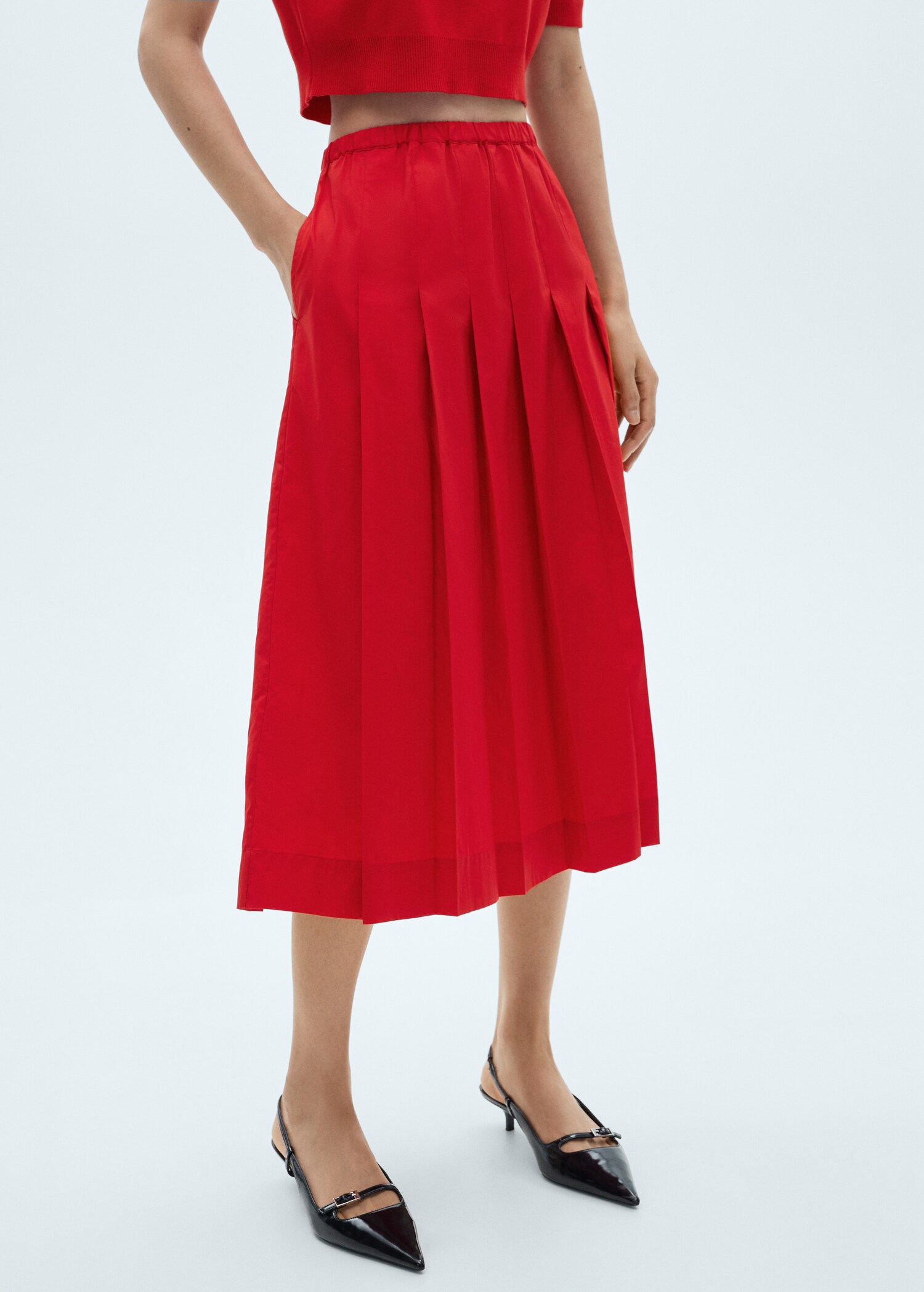 Cotton pleated skirt - Medium plane