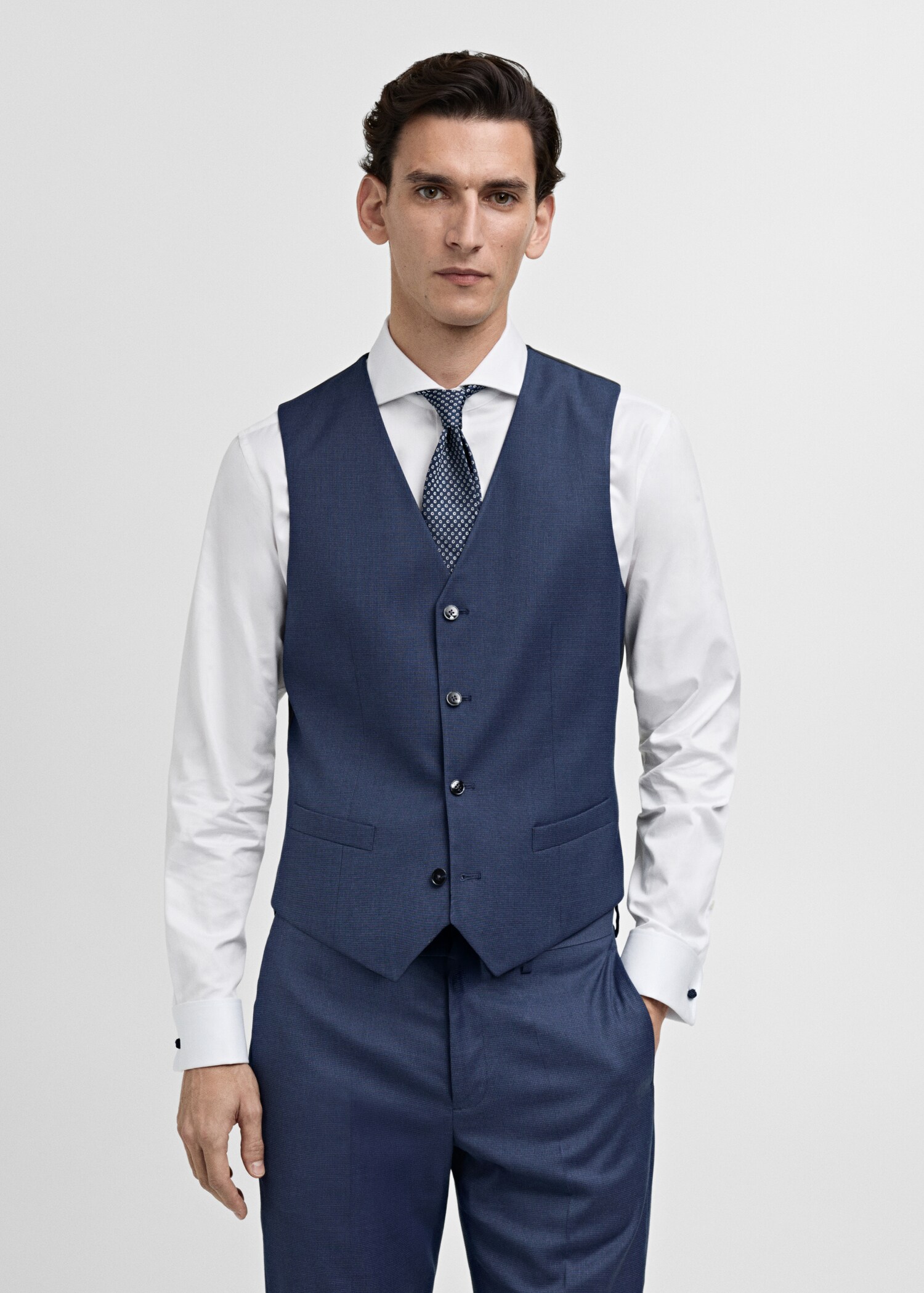 Paris super slim-fit suit waistcoat - Medium plane