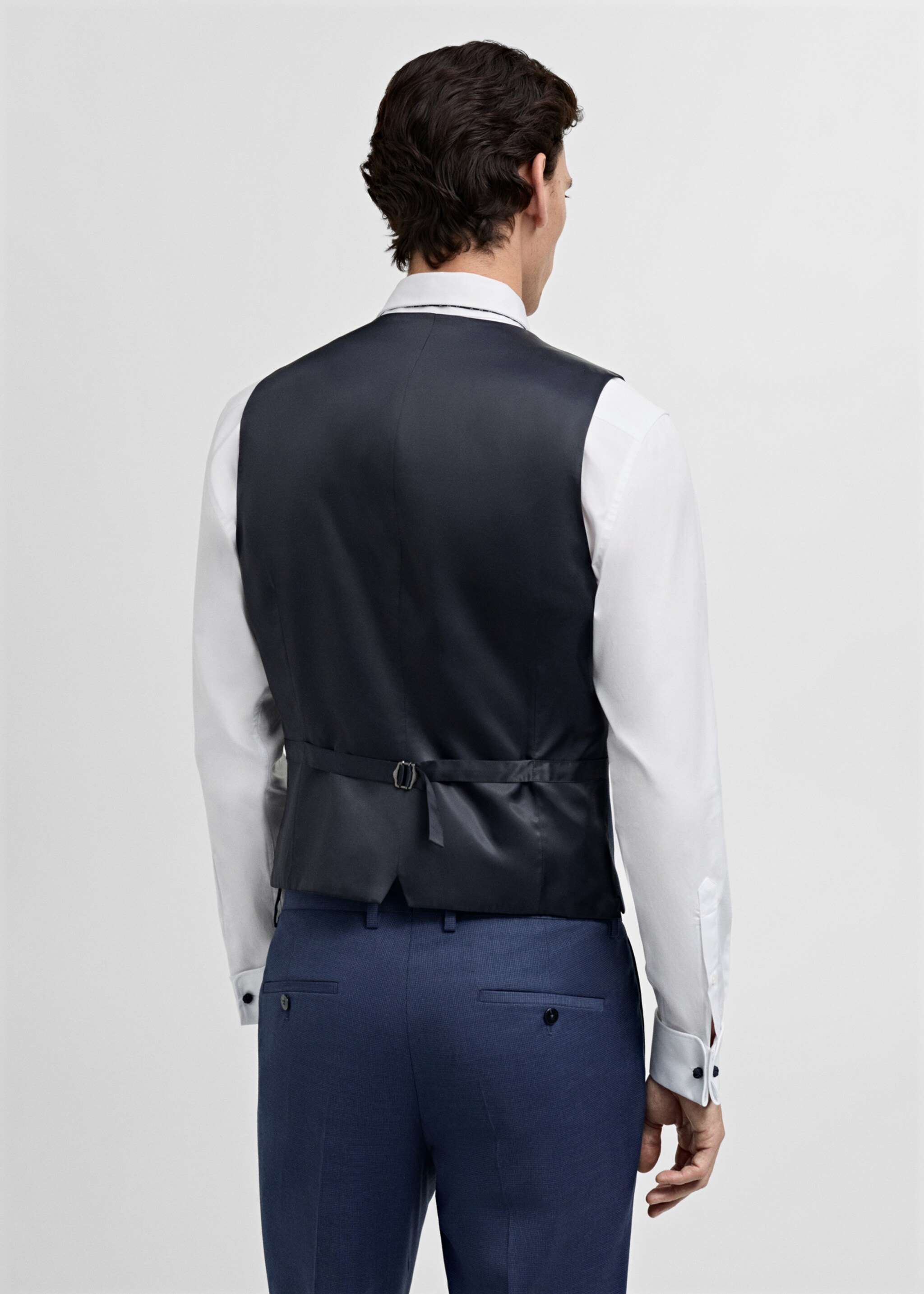Paris super slim-fit suit waistcoat - Reverse of the article, Ink Blue. Ref: 87070584-00.