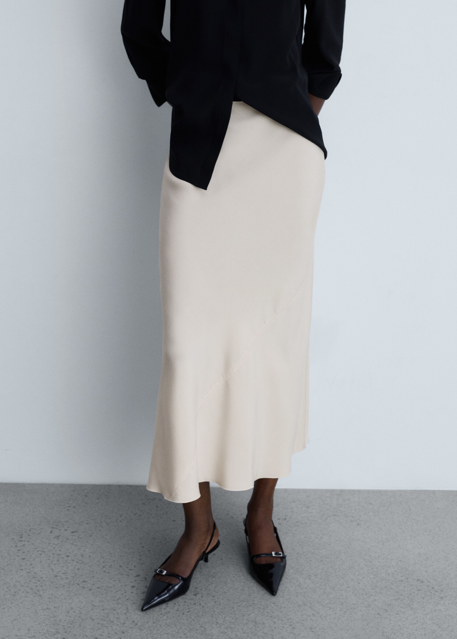 Midi satin skirt - Medium plane