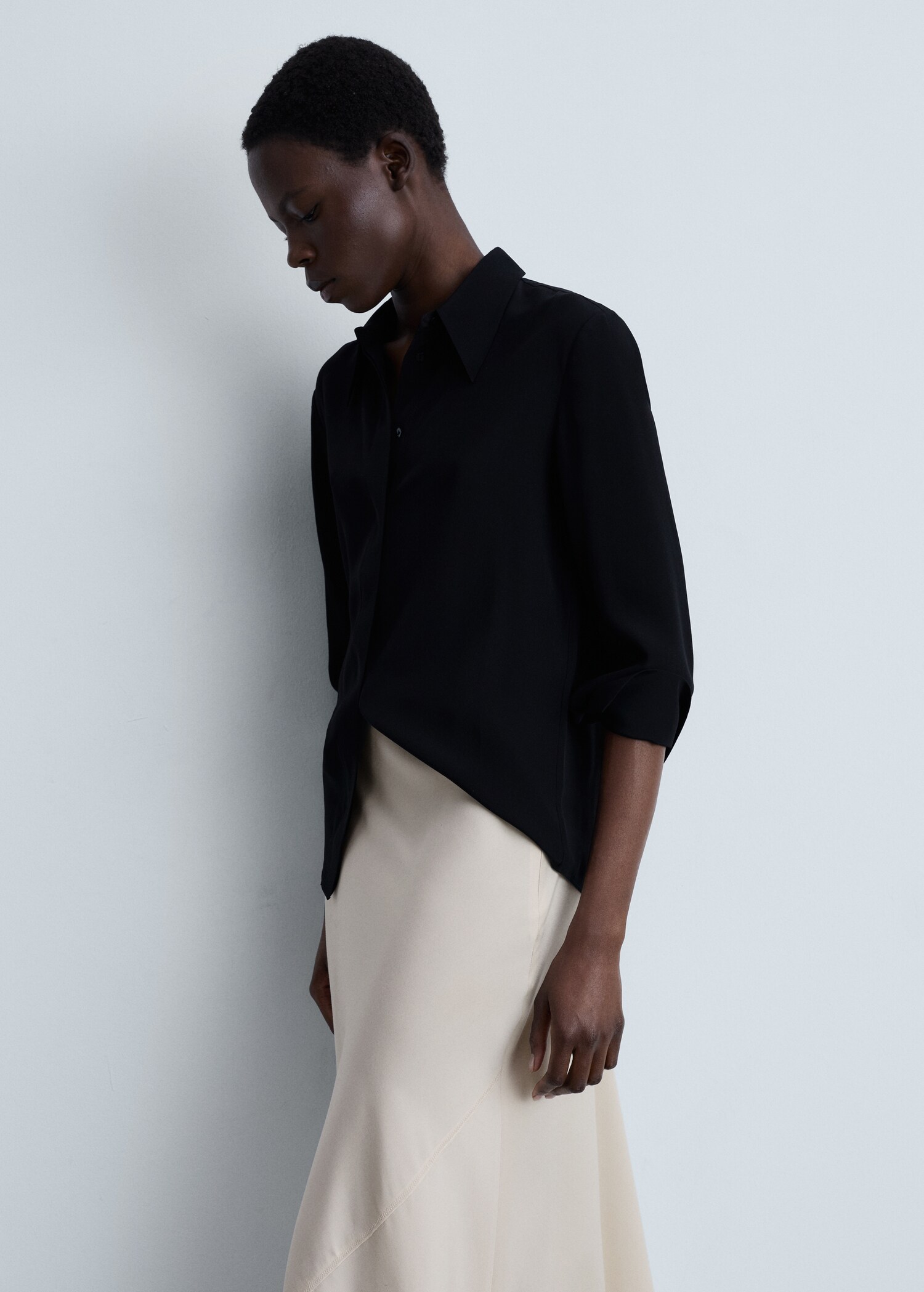 Midi satin skirt - Details of the article 1