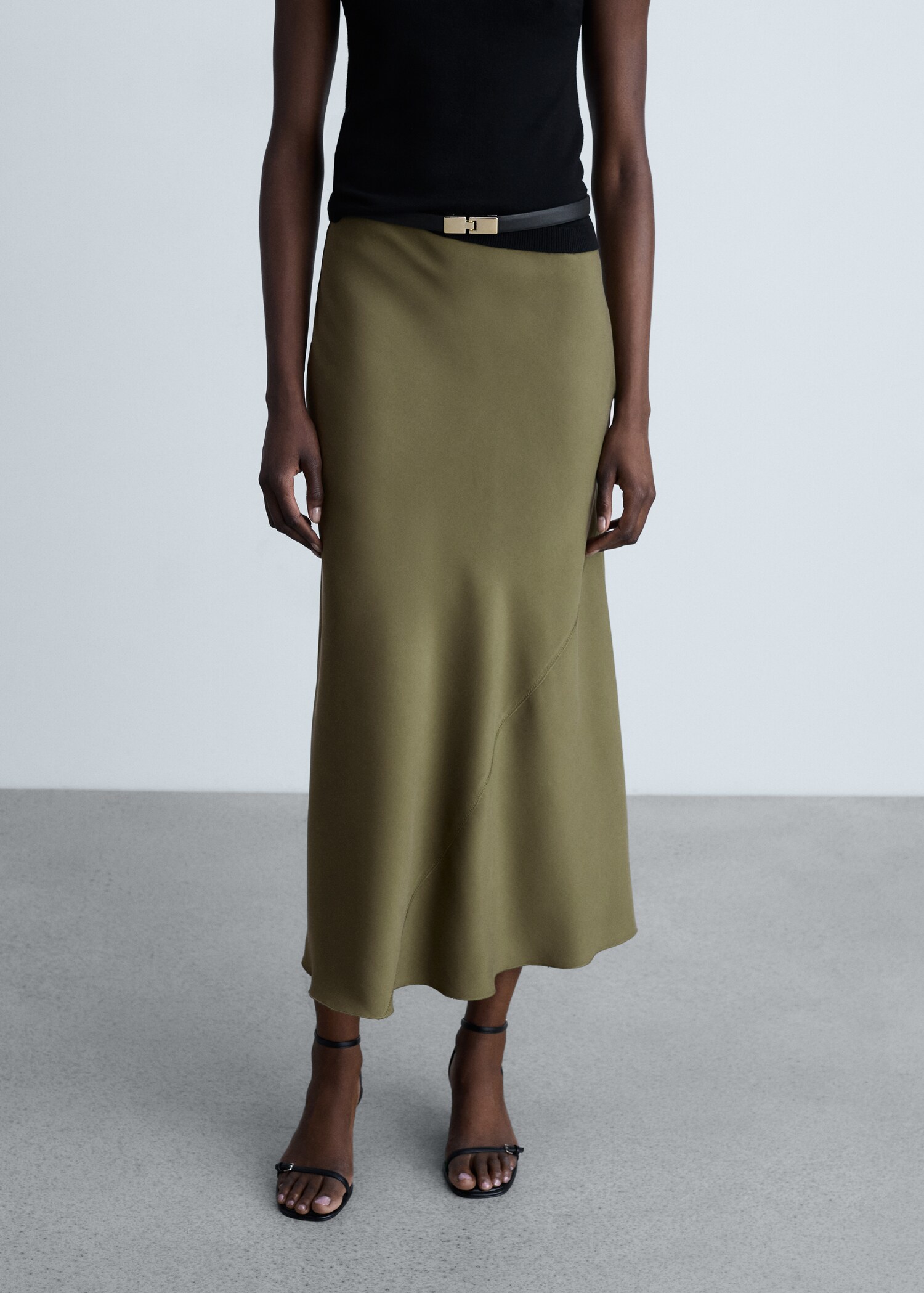 Midi satin skirt - Medium plane