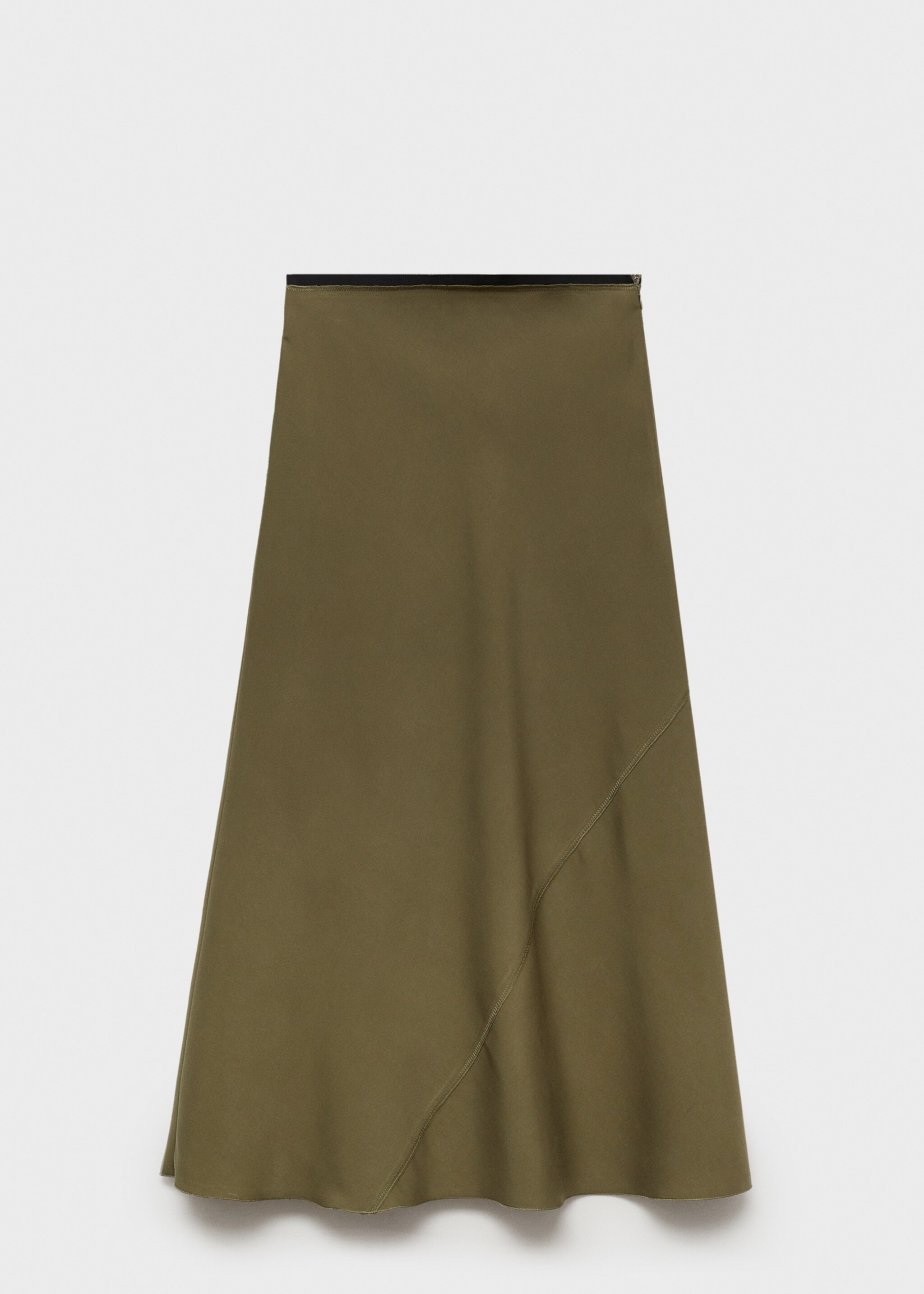 Midi satin skirt - Article without model, Khaki. Ref: 87070591-00.