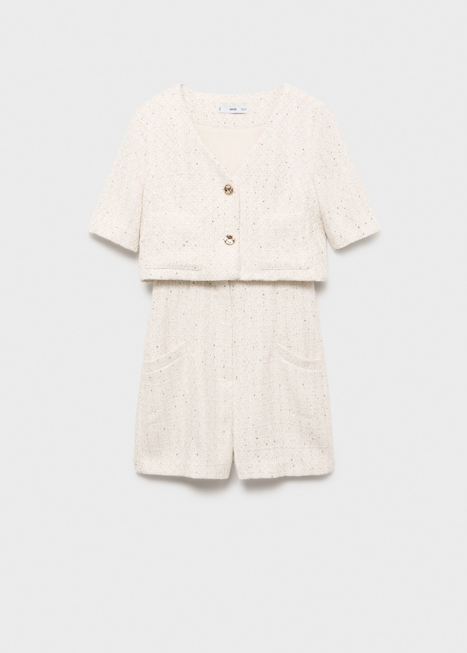 Short-sleeved tweed jumpsuit - Article without model