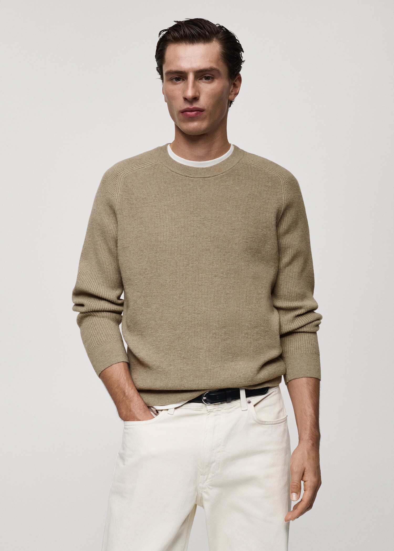 Ribbed wool sweater - Medium plane